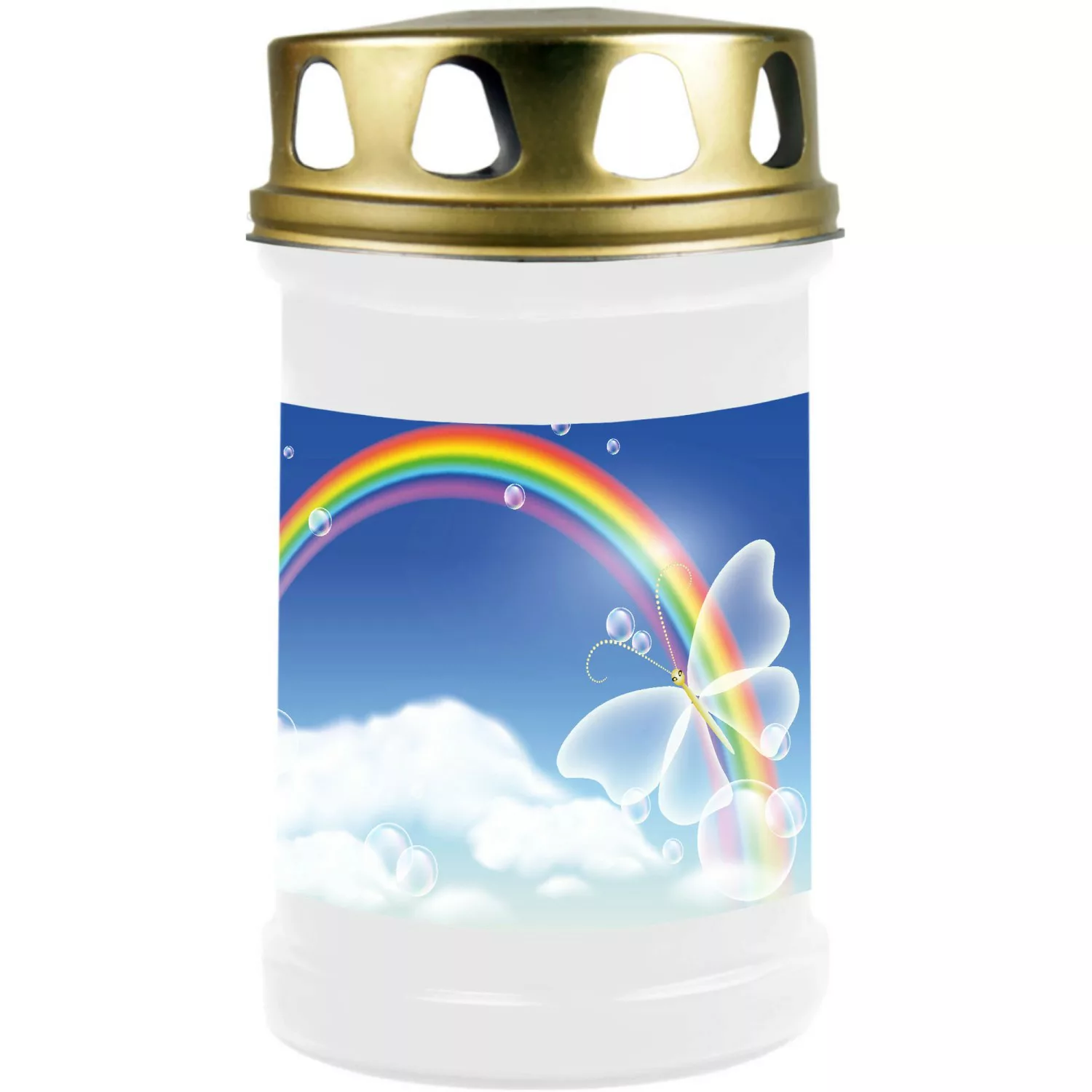 HS Candle Grabkerze Weiß 48h Deckel Gold Regenbogen 2 günstig online kaufen