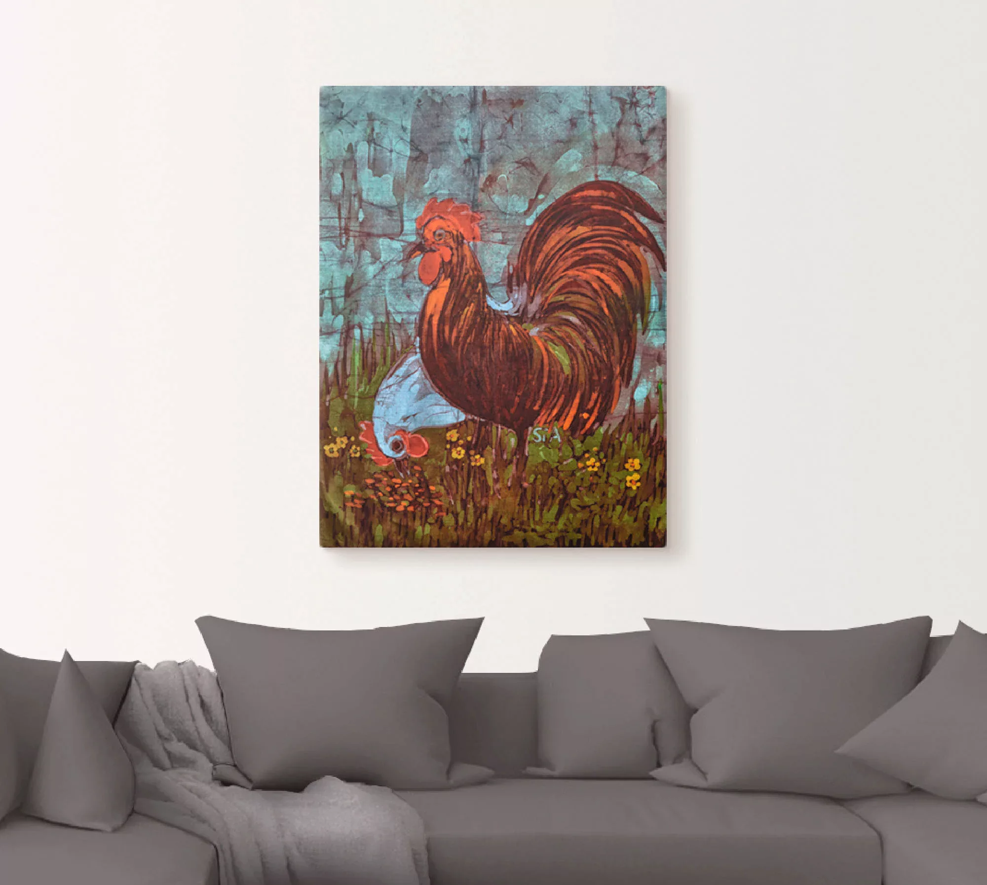 Artland Leinwandbild "Zweisam - Hahn und Henne", Vögel, (1 St.), auf Keilra günstig online kaufen