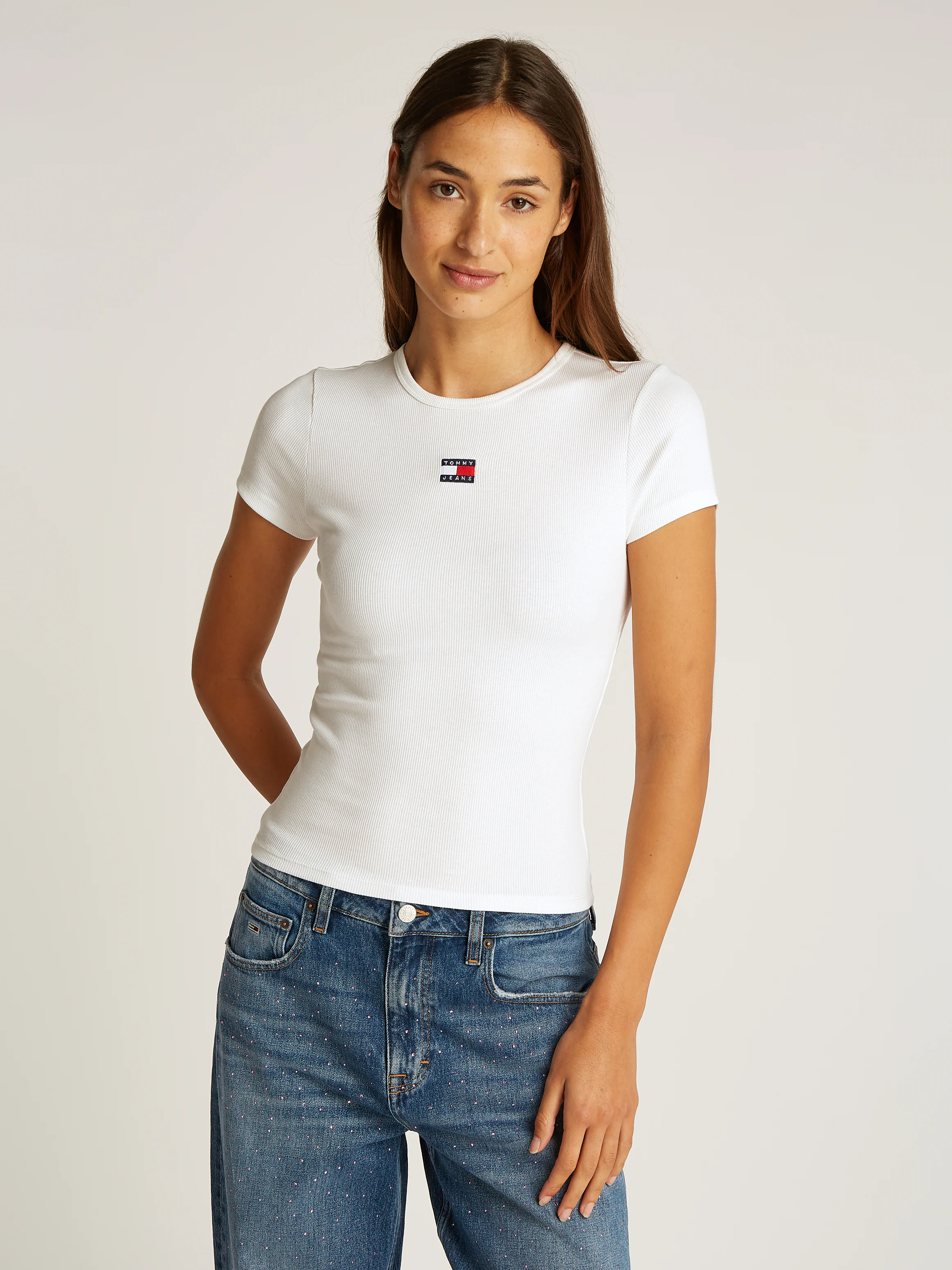 Tommy Jeans T-Shirt "TJW SLIM BADGE RIB TEE", mit gerippter Struktur günstig online kaufen