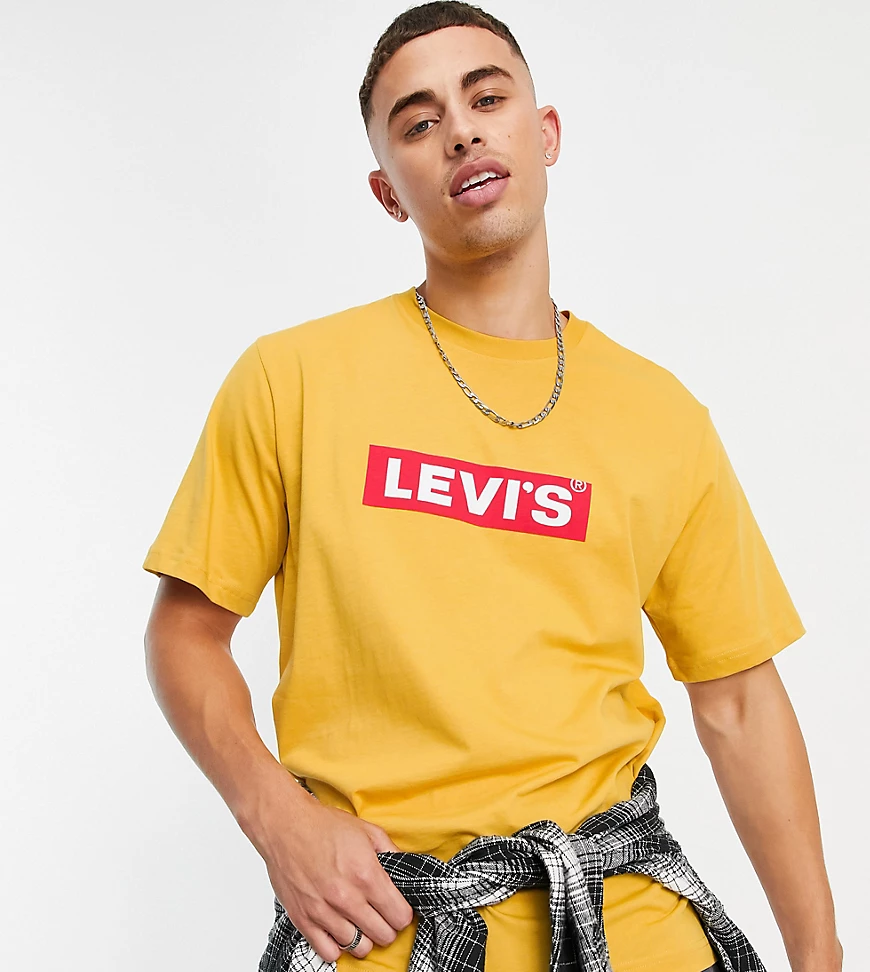 Levi's – Locker geschnittenes T-Shirt in Gelb mit Logobox auf der Brust, ex günstig online kaufen