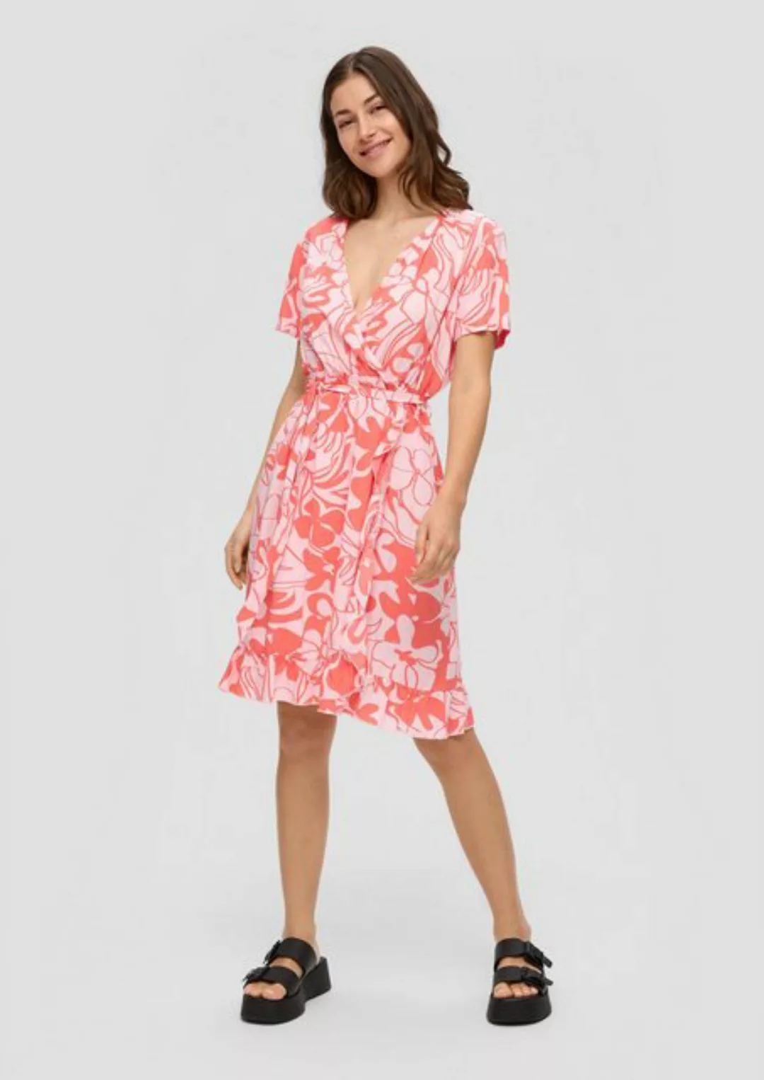 QS Minikleid Midi-Kleid mit Volants Raffung, Volants günstig online kaufen