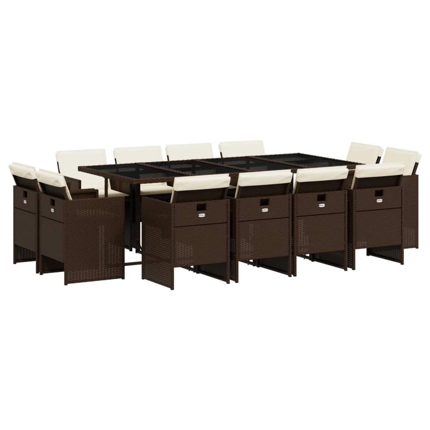vidaXL 13-Tlg Garten-Essgruppe mit Kissen Braun Poly Rattan 3277808 günstig online kaufen