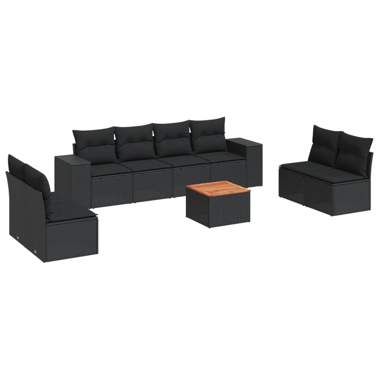 vidaXL 9-Tlg Garten-Sofagarnitur mit Kissen Schwarz Poly Rattan 3257735 günstig online kaufen