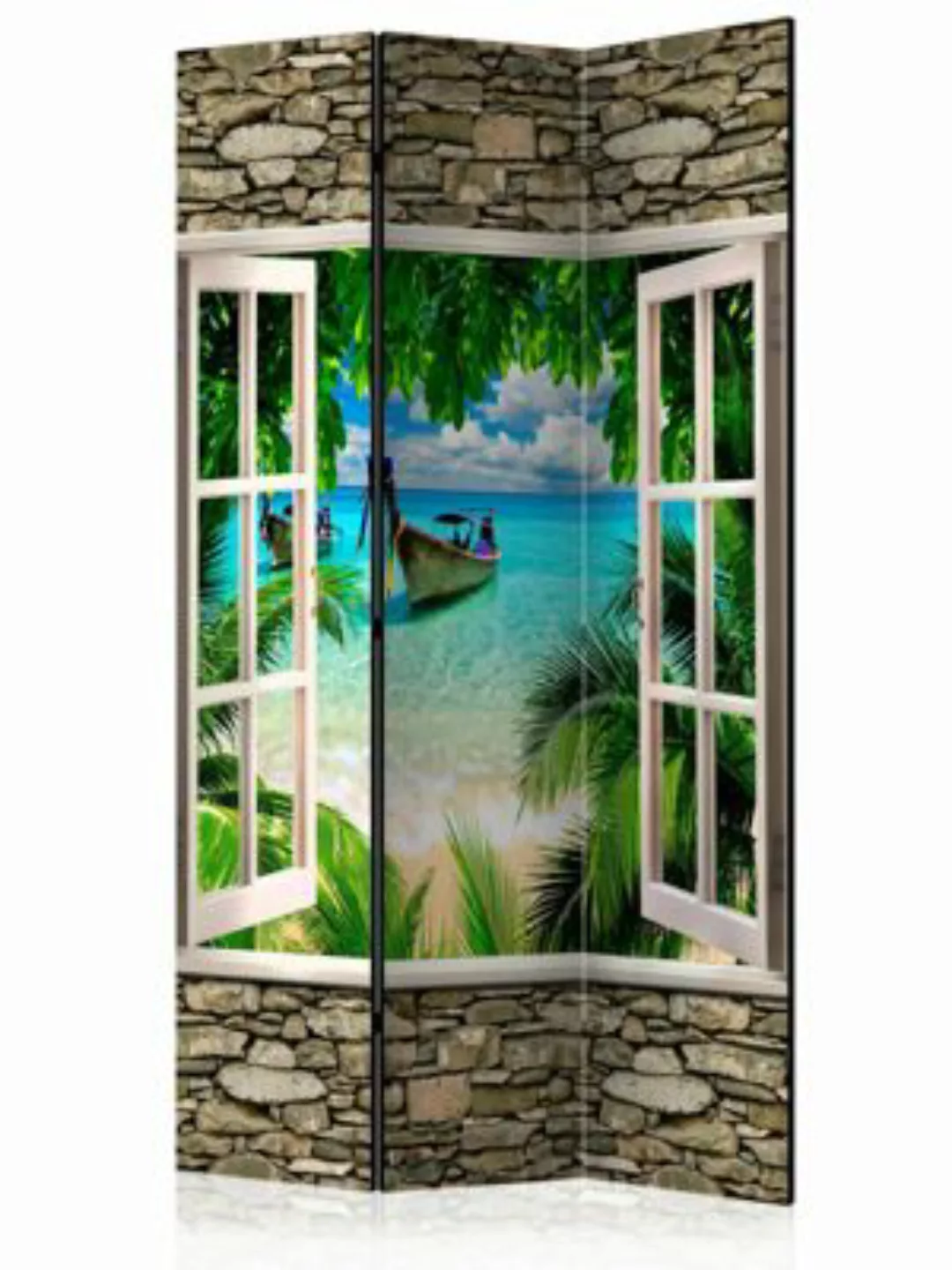 artgeist Paravent Tropical Beach [Room Dividers] blau-kombi Gr. 135 x 172 günstig online kaufen