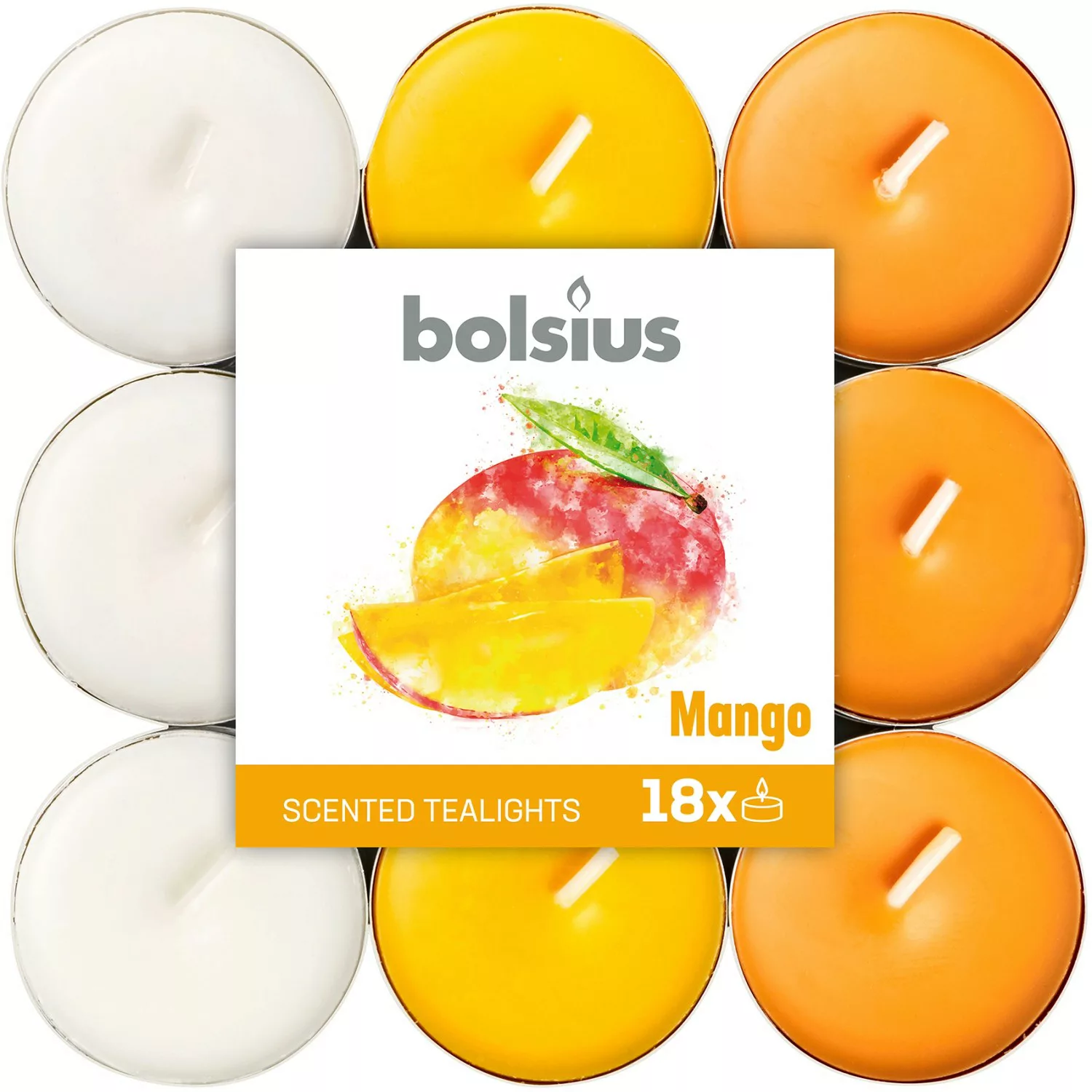 Bolsius Duftteelichter in drei Farben Mango 18 Stück günstig online kaufen
