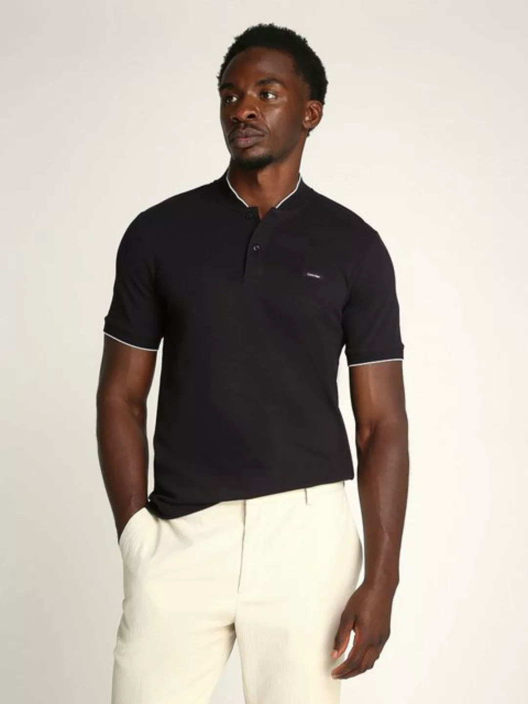 Calvin Klein Poloshirt STRETCH PIQUE STAND COLLAR POLO mit kontrastfarbenen günstig online kaufen