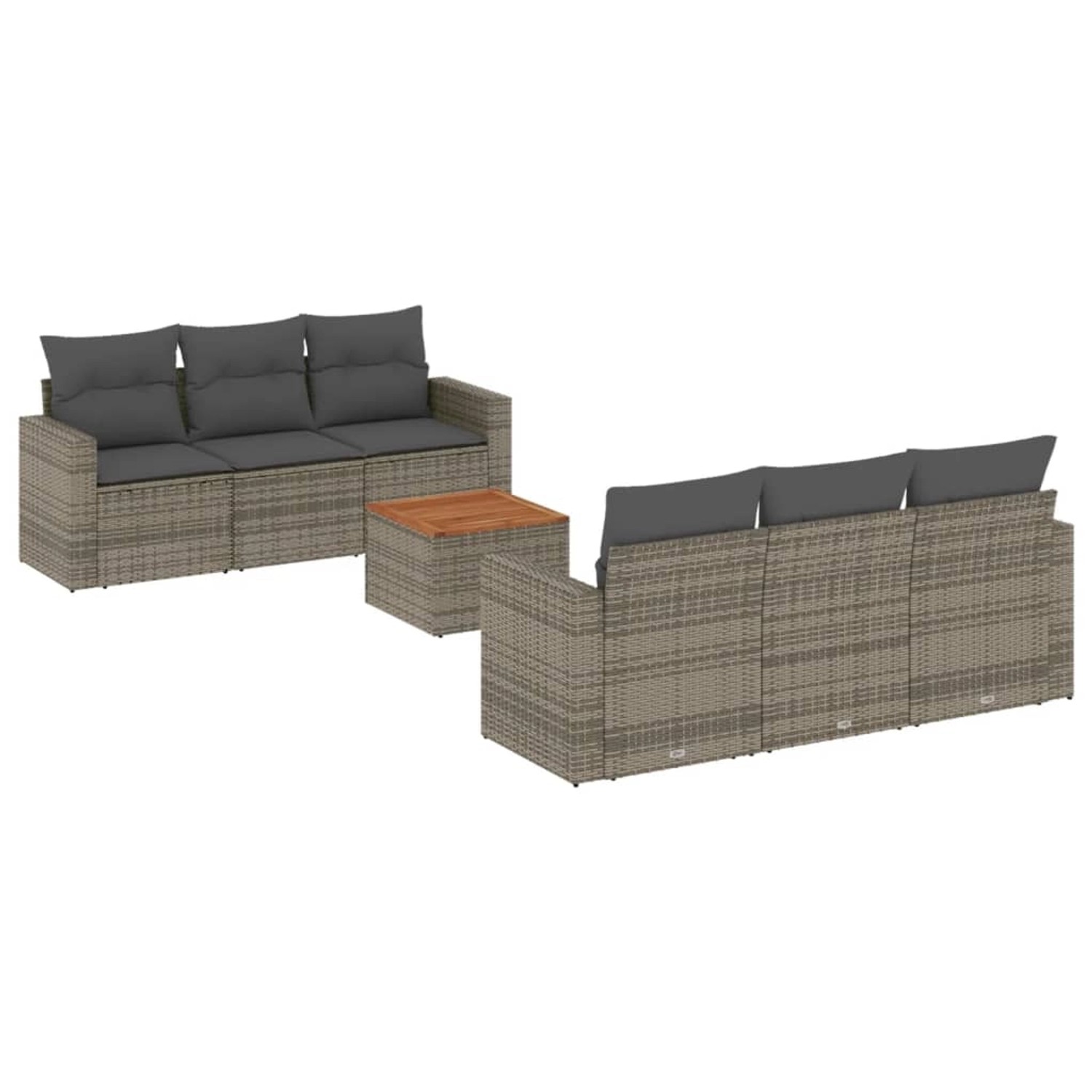 vidaXL 7-Tlg Garten-Sofagarnitur mit Kissen Grau Poly Rattan 3256347 günstig online kaufen