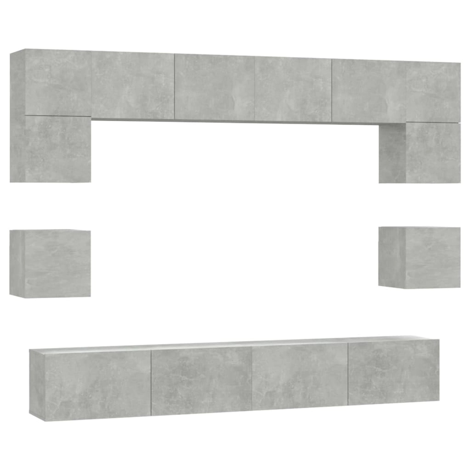 vidaXL 8-tlg. TV-Schrank-Set Betongrau Holzwerkstoff 1 günstig online kaufen