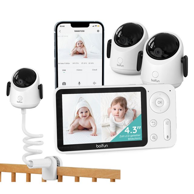 Boifun Babyphone WLAN Babyphone mit Kamera 4,3” 2MP Kamera App-Steuerung mi günstig online kaufen