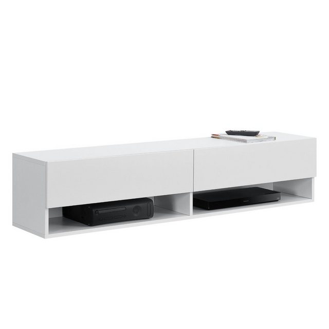 en.casa Hängeschrank Halmstad TV Lowboard 140 cm zwei Ablagefächer Weiß günstig online kaufen