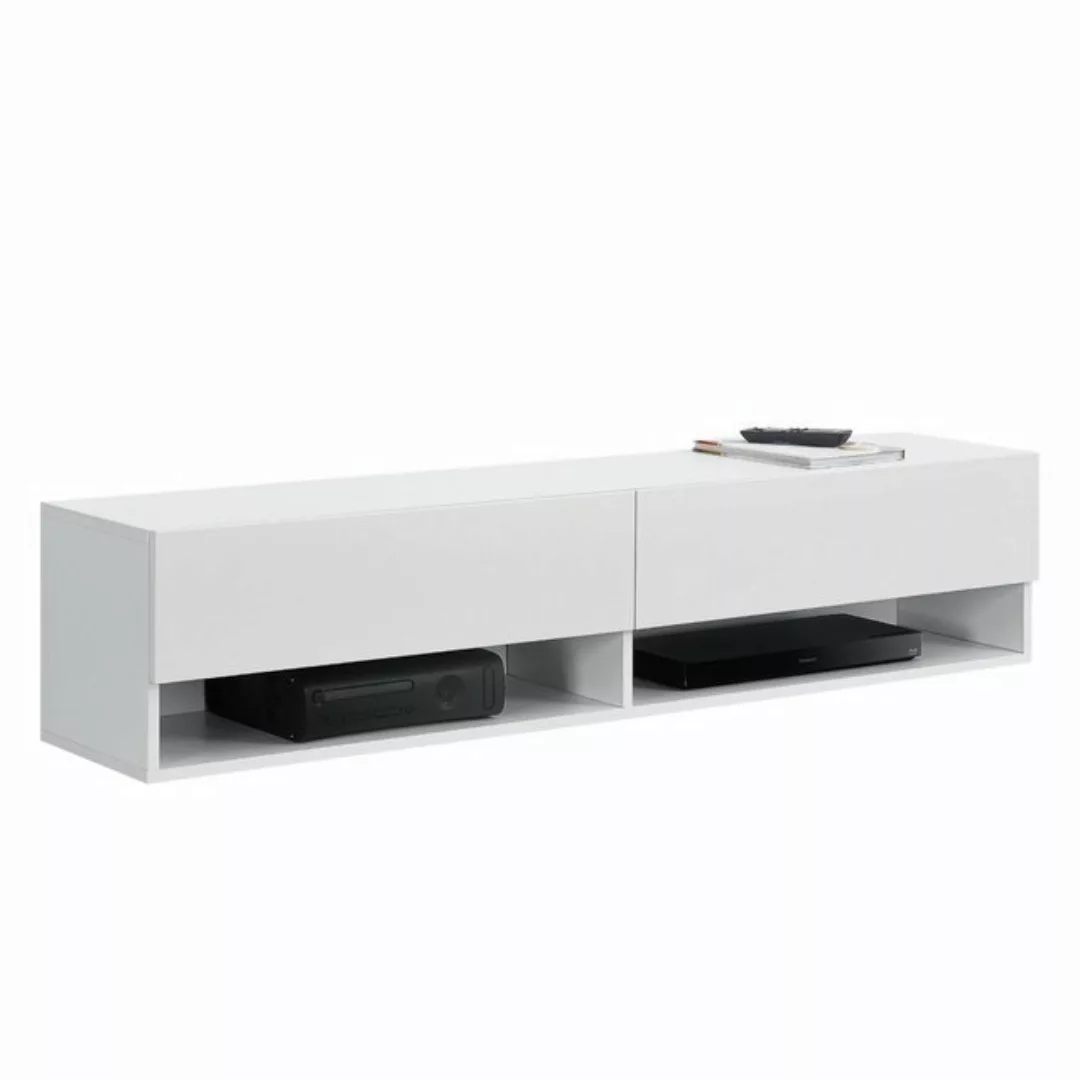 en.casa Hängeschrank Halmstad TV Lowboard 140 cm zwei Ablagefächer Weiß günstig online kaufen