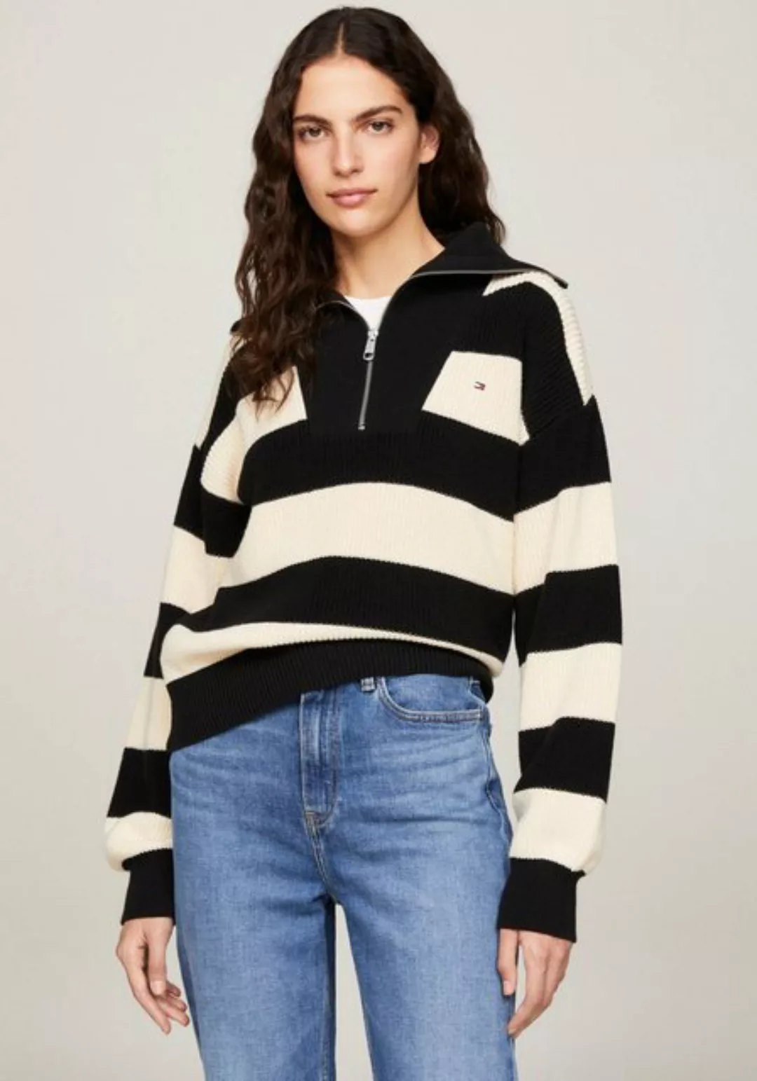 Tommy Hilfiger Strickpullover CO CARDI STITCH 1/2 ZIP SWT günstig online kaufen