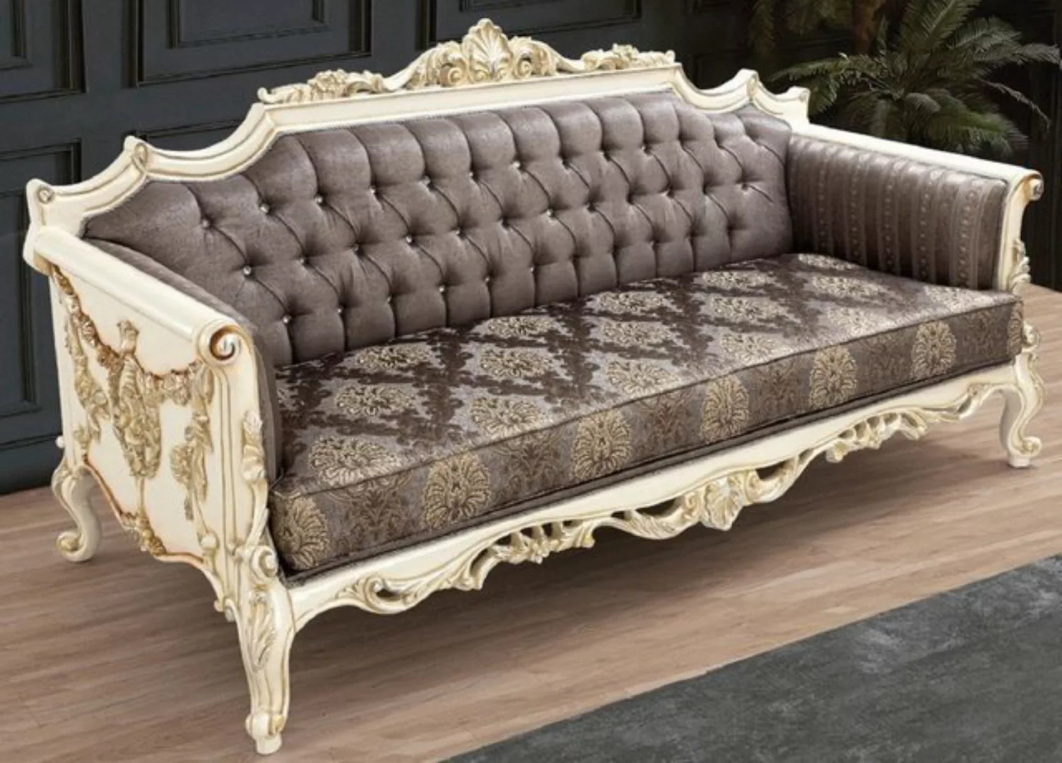 Casa Padrino Sofa Luxus Barock Sofa Grau / Braun / Weiß / Gold / Silber - H günstig online kaufen