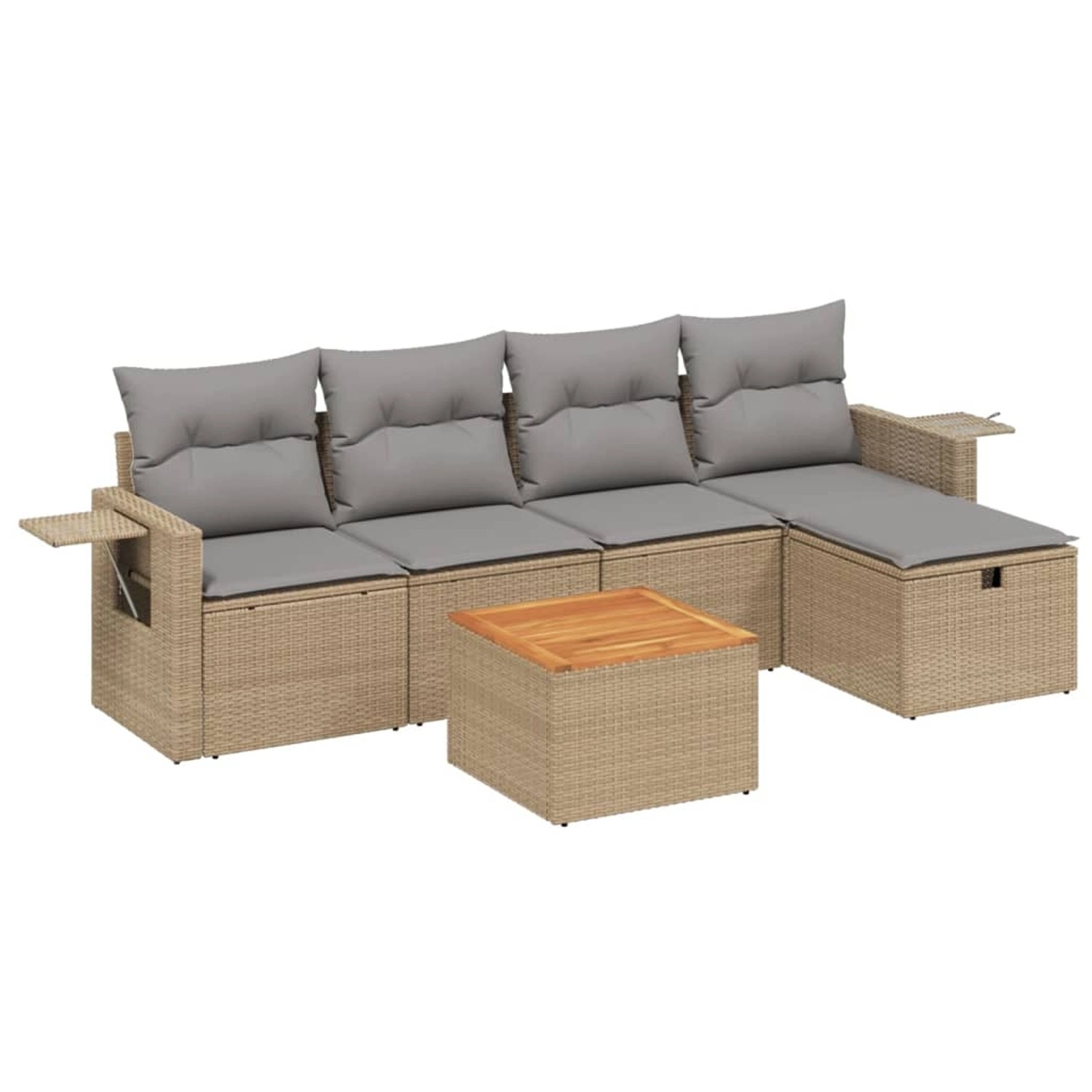 vidaXL 6-tlg Garten-Sofagarnitur mit Kissen Beige Poly Rattan Modell 163 günstig online kaufen