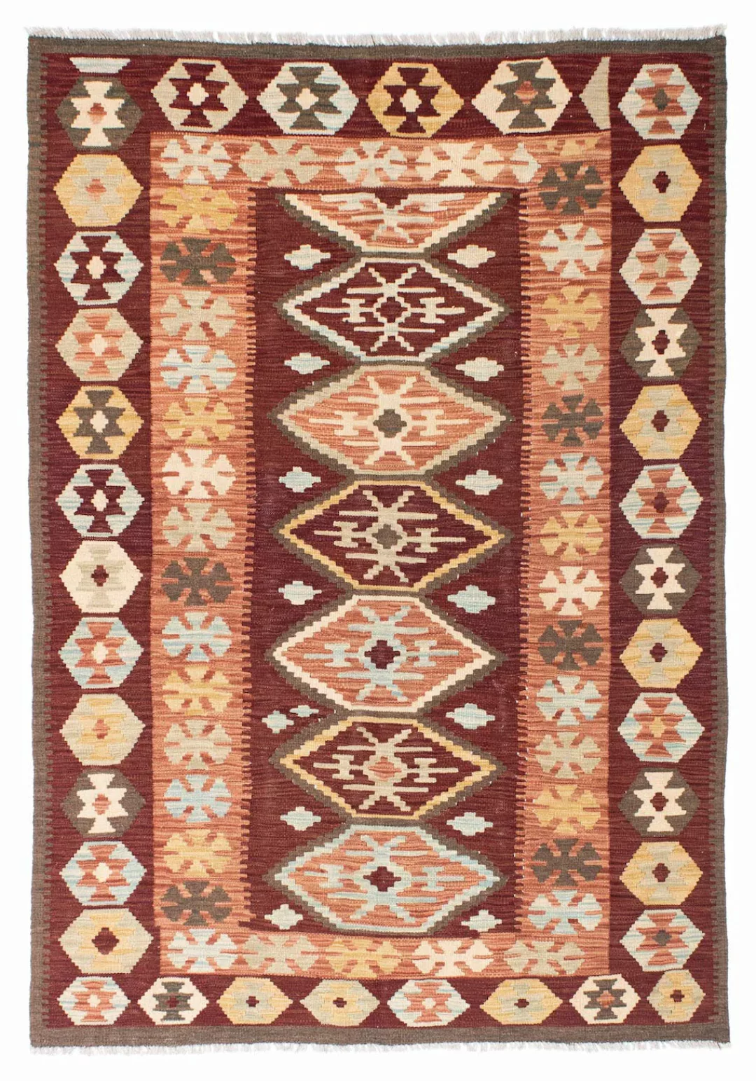 morgenland Wollteppich »Kelim Medaillon Marrone 197 x 141 cm«, rechteckig, günstig online kaufen