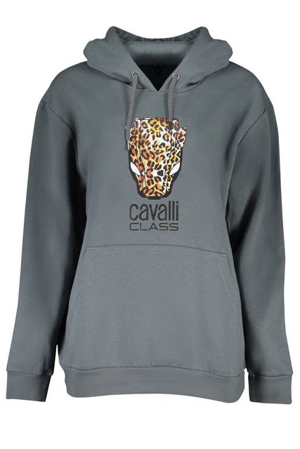 Cavalli Class Sweatshirt Grau Damenpullover mit Kapuze und Druck - Futter günstig online kaufen