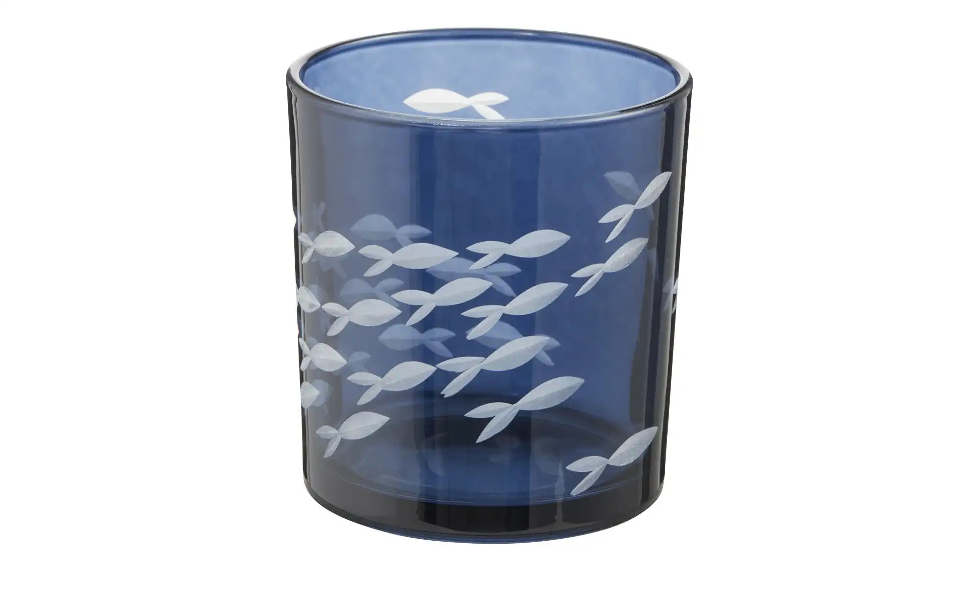 Teelichtglas Fische ¦ blau ¦ Glas ¦ Maße (cm): H: 8  Ø: 7.3 Accessoires > K günstig online kaufen