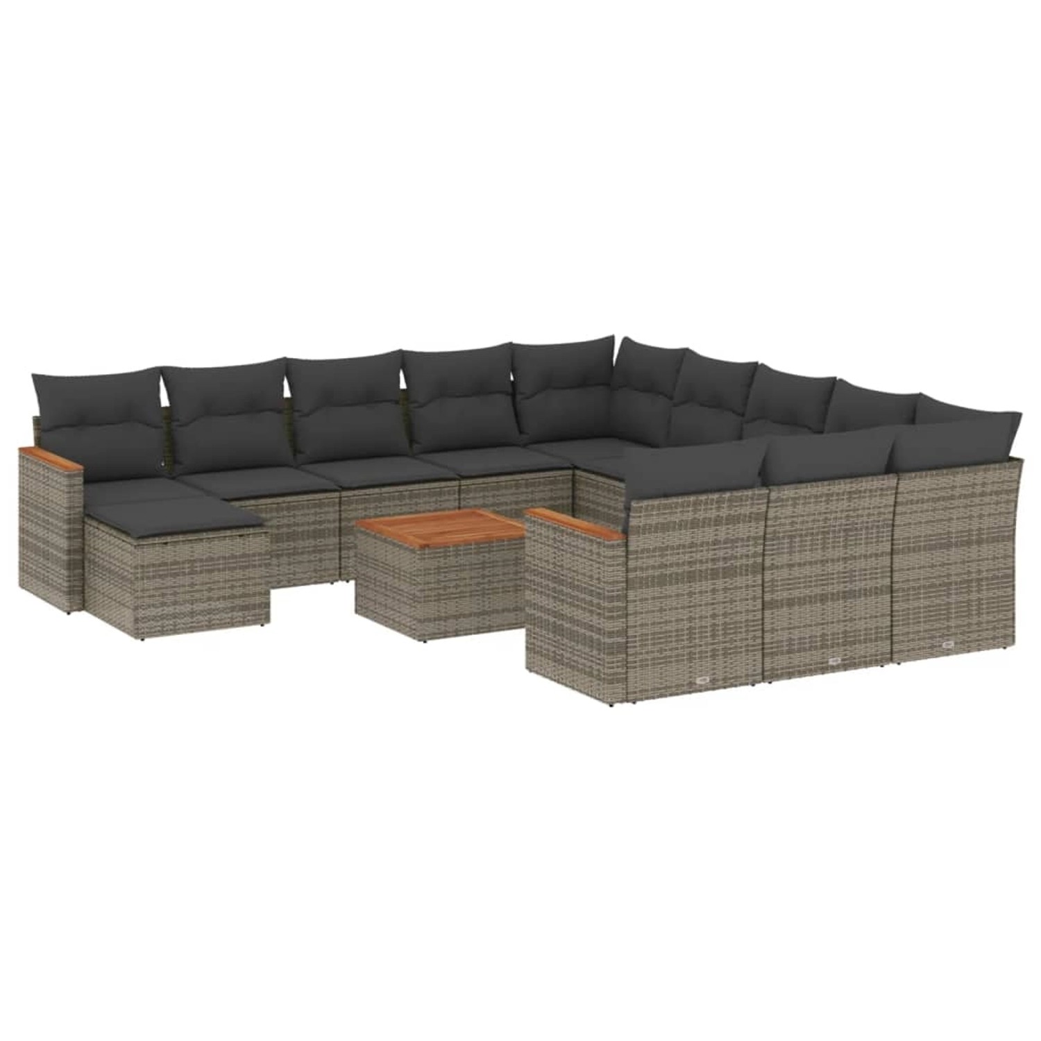 vidaXL 13-Tlg Garten-Sofagarnitur mit Kissen Grau Poly Rattan 3258994 günstig online kaufen
