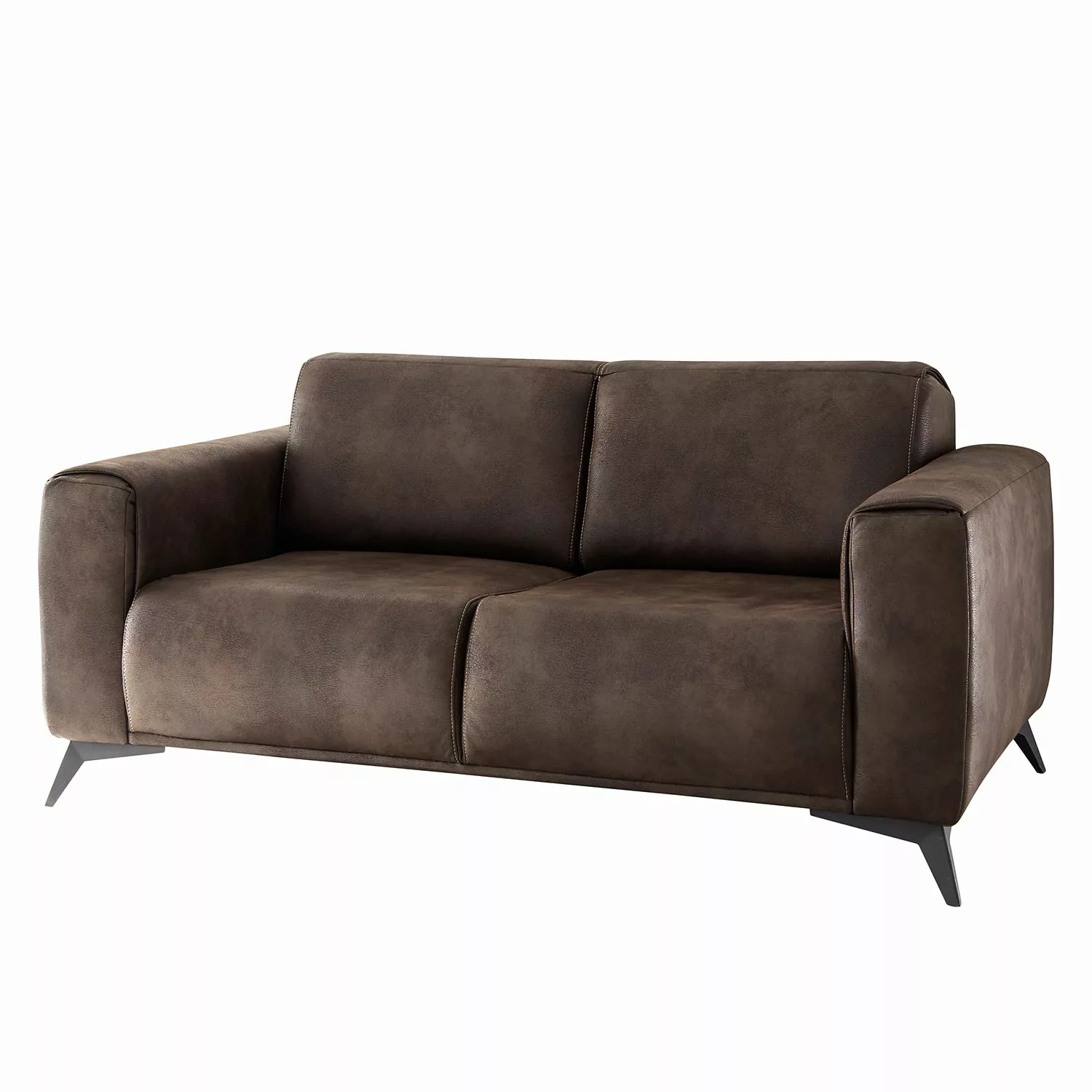 home24 Red Living Sofa Jandira 2-Sitzer Dunkelbraun Microfaser 167x82x96 cm günstig online kaufen