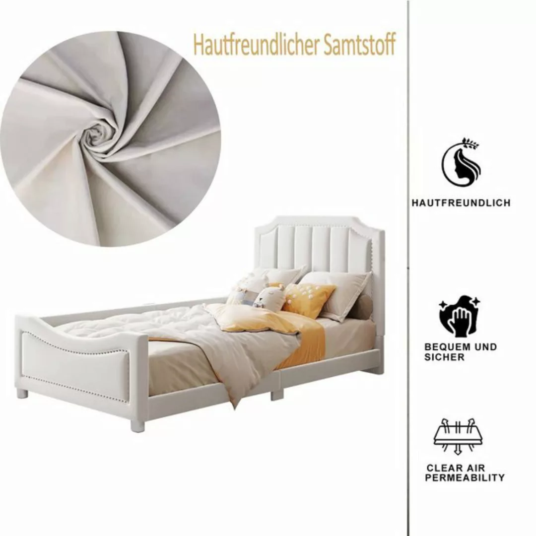 WISHDOR Kinderbett Polsterbett Bett Einzelbett, 90*200cm Schlafsofa Bettges günstig online kaufen