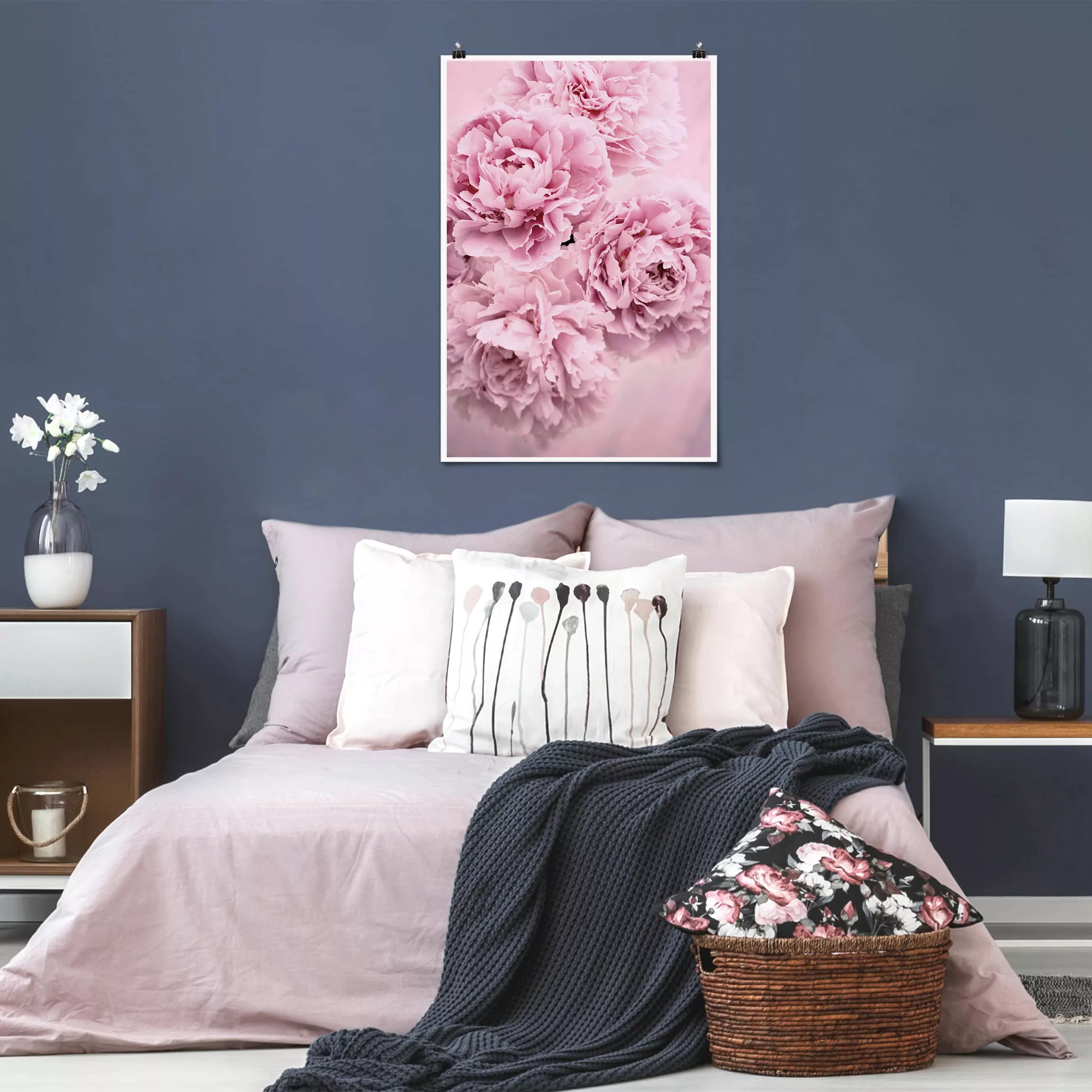 Poster Blumen - Hochformat Rosa Pfingstrosen günstig online kaufen