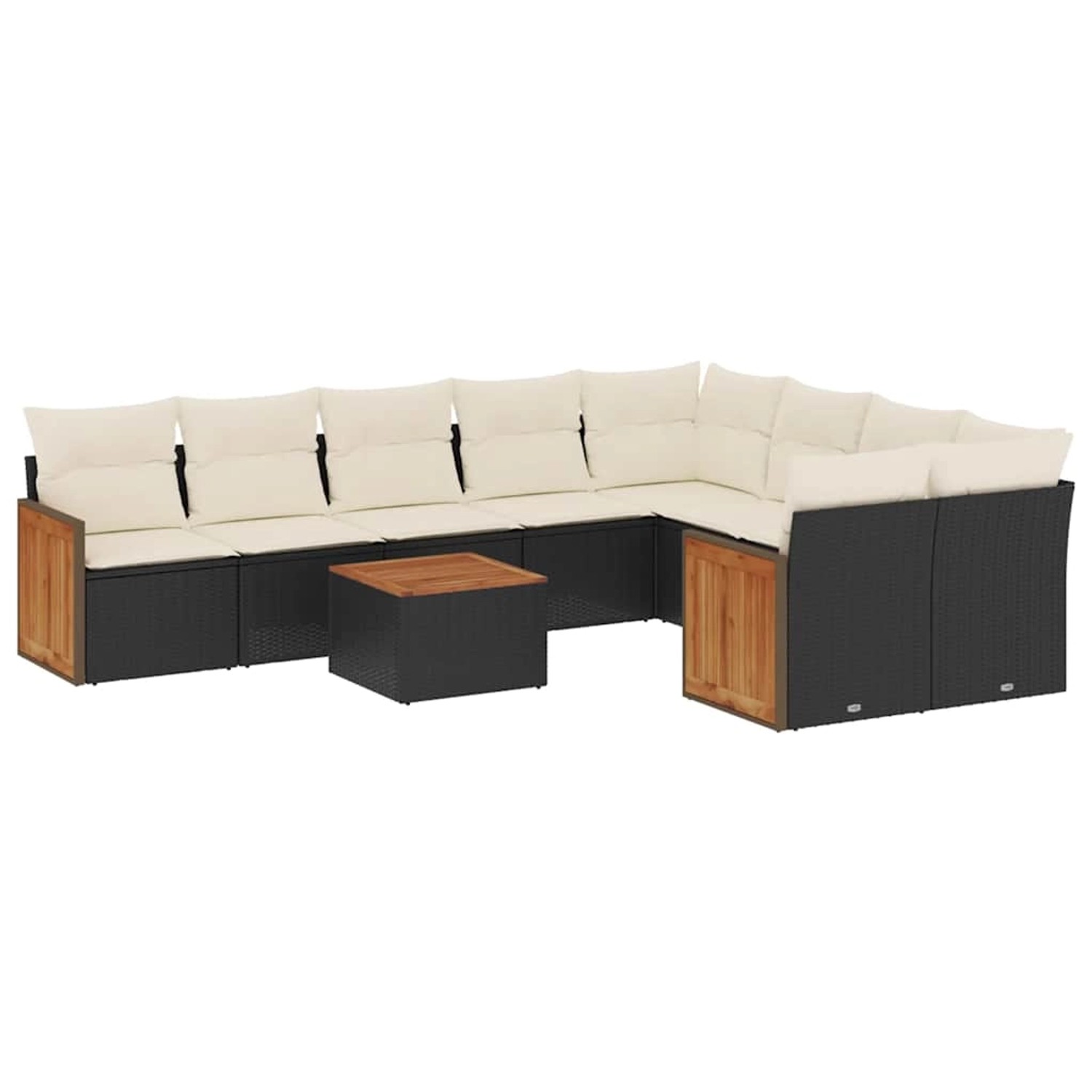 vidaXL 10-Tlg Garten-Sofagarnitur mit Kissen Schwarz Poly Rattan 3260390 günstig online kaufen