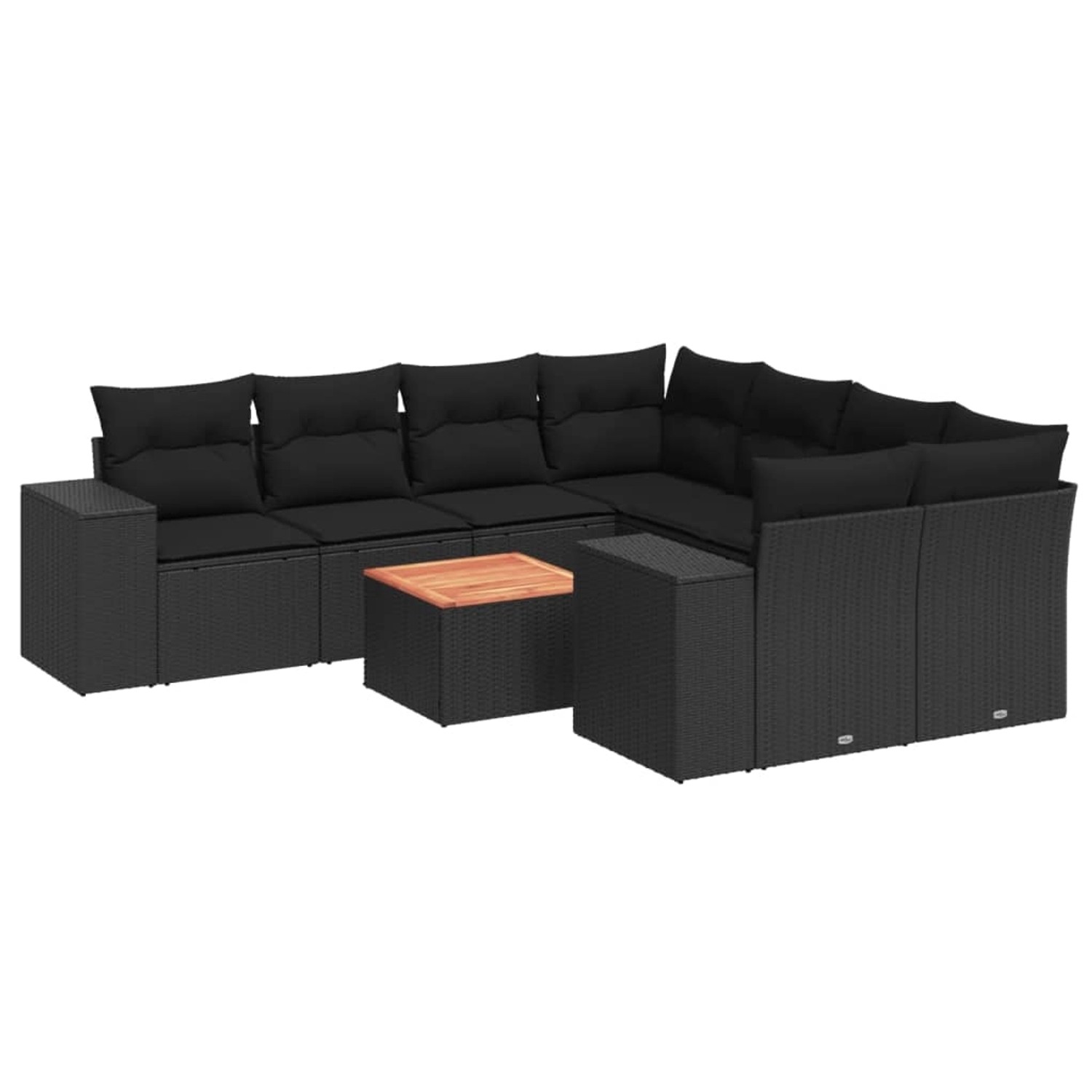 vidaXL 9-tlg Garten-Sofagarnitur mit Kissen Schwarz Poly Rattan Modell 105 günstig online kaufen