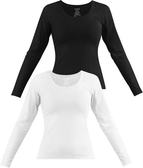 Janice Langarmshirt 2 x Damen Langarmshirt Nimes Figurbetonter Pullover aus günstig online kaufen