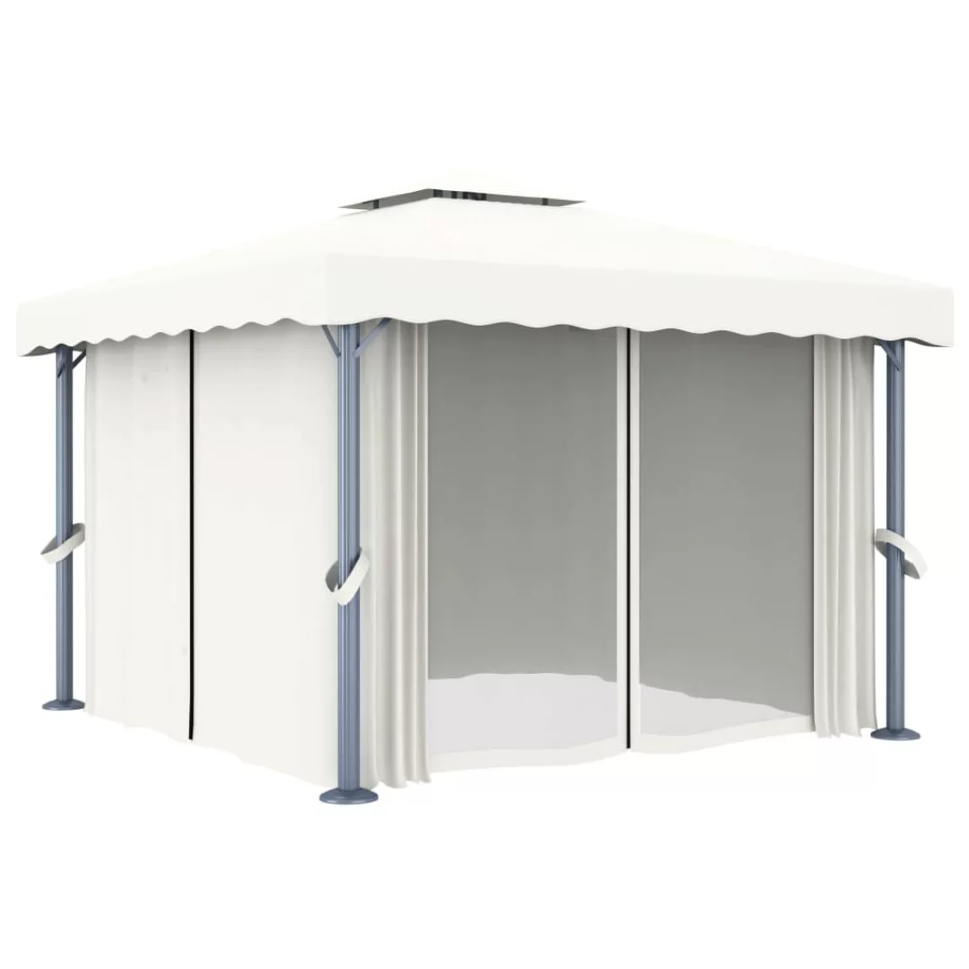 Pavillon Mit Vorhang 3x3 M Cremeweiß Aluminium günstig online kaufen