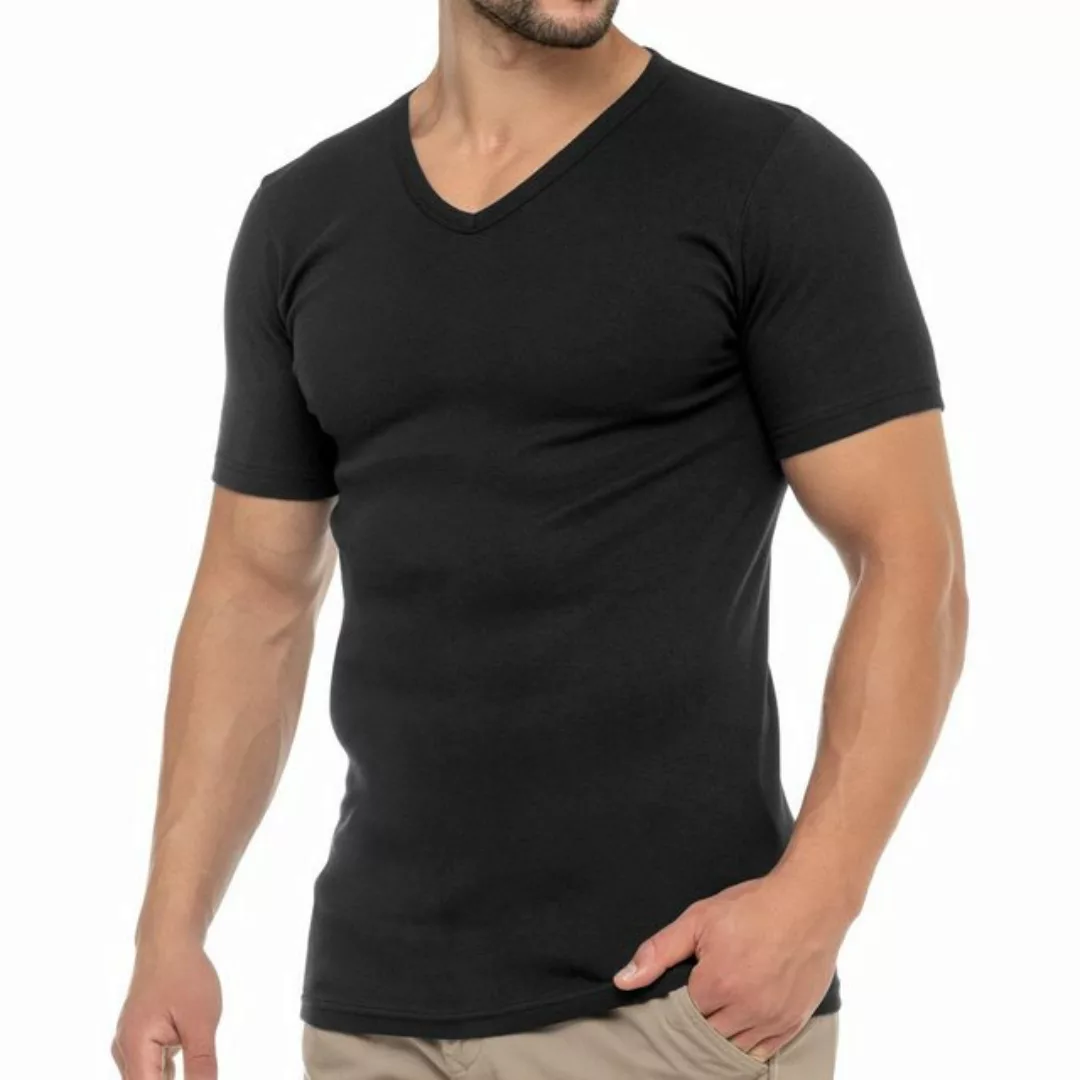 celodoro Kurzarmshirt Herren Business T-Shirt V-Neck Feinripp Baumwolle (1e günstig online kaufen