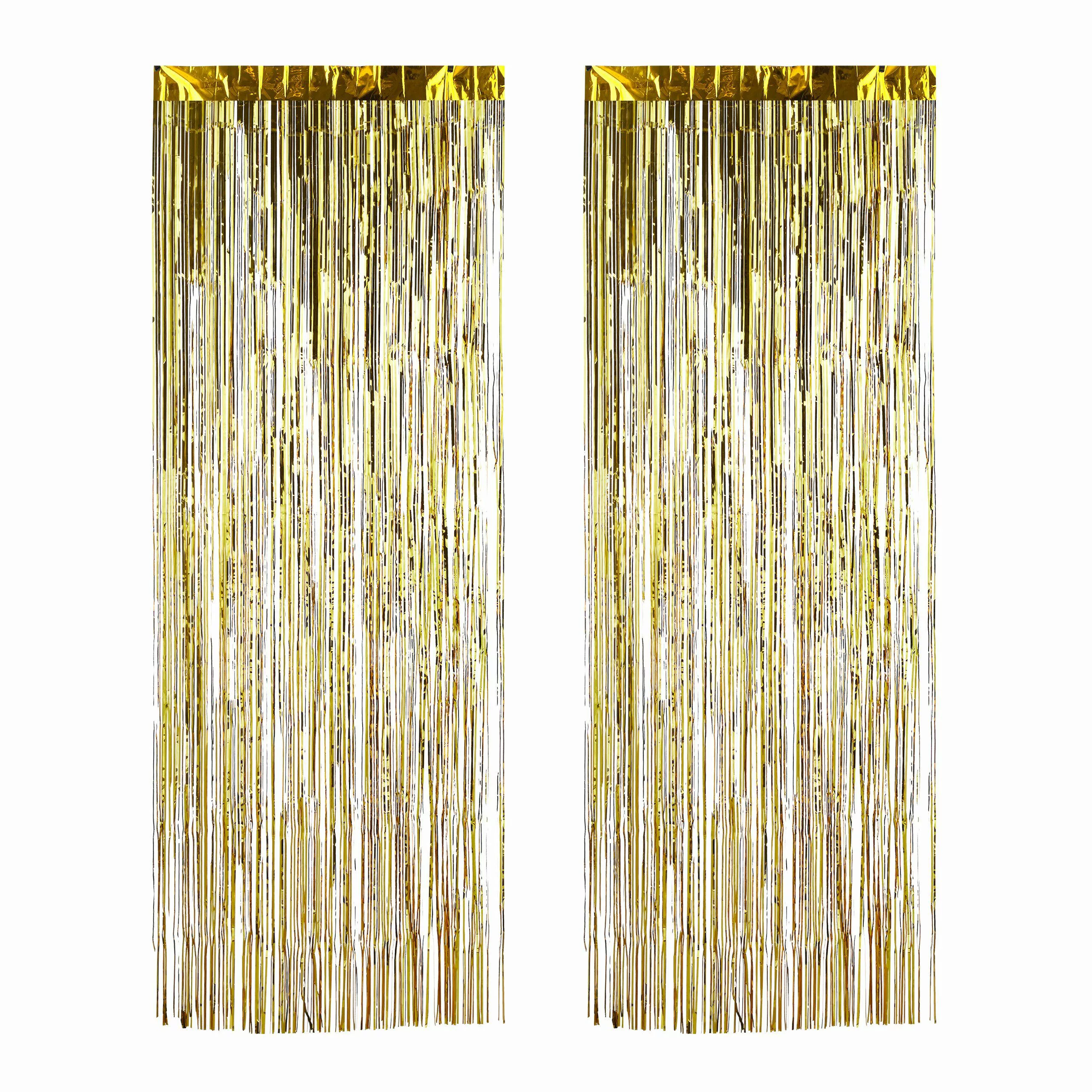 relaxdays Fadenvorhang Partyvorhänge 2er Set, Gold günstig online kaufen
