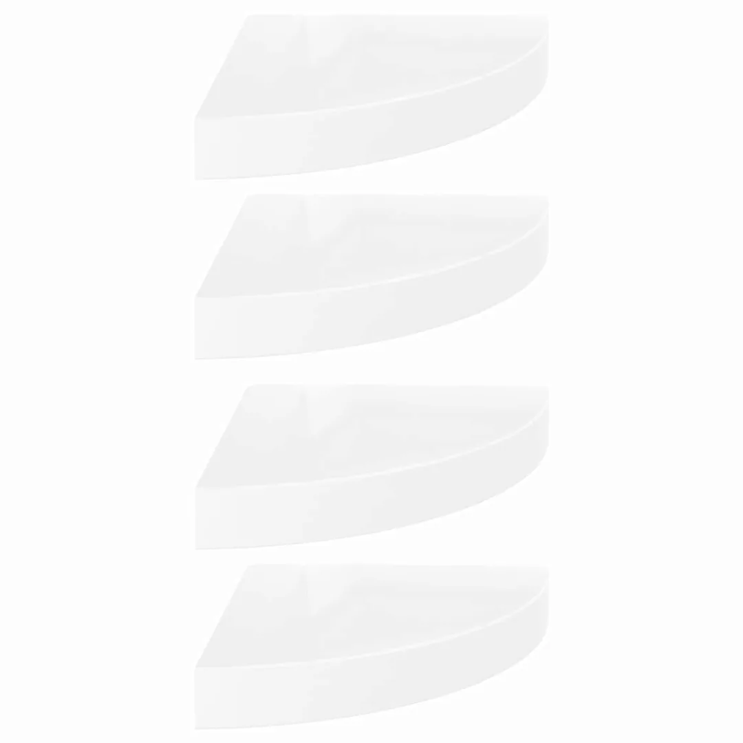 Eck-schweberegale 4 Stk. Hochglanz-weiß 25x25x3,8 Cm Mdf günstig online kaufen