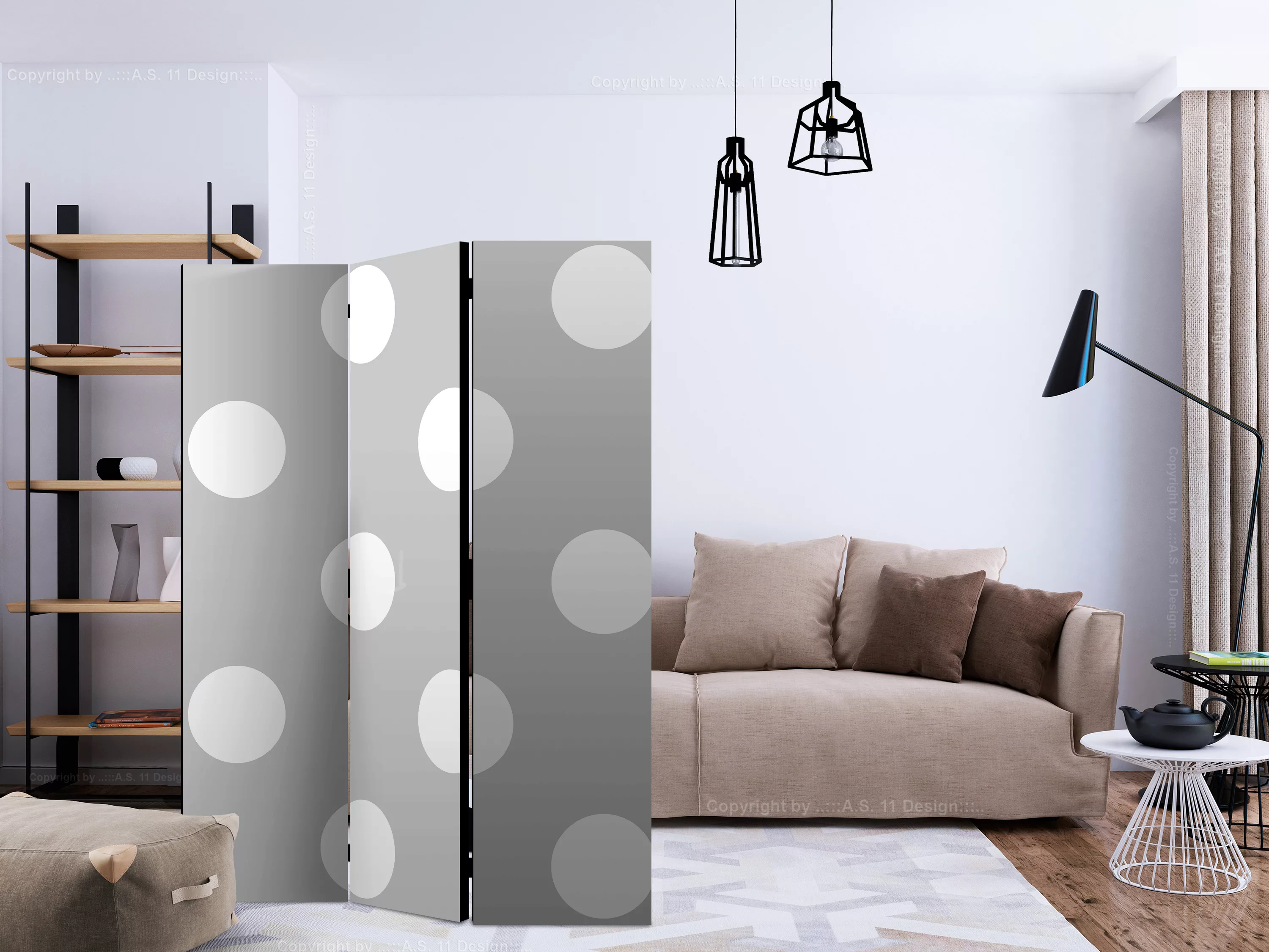 3-teiliges Paravent - Charming Dots [room Dividers] günstig online kaufen