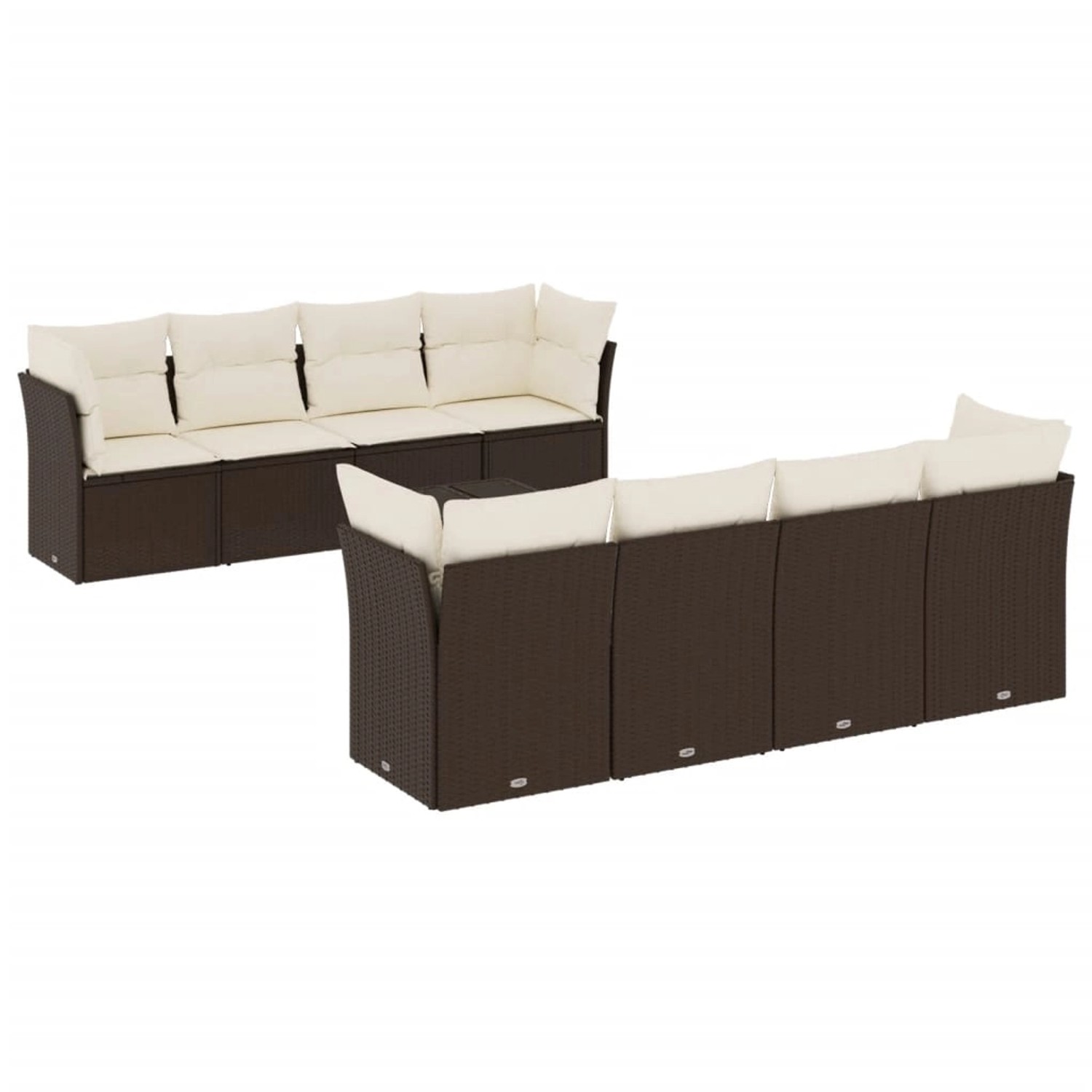 vidaXL 9-Tlg Garten-Sofagarnitur mit Kissen Braun Poly Rattan 3249152 günstig online kaufen