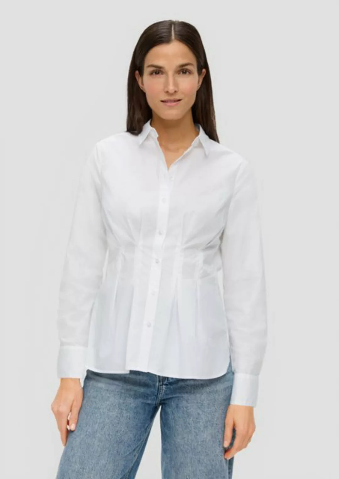 s.Oliver Langarmbluse Hemd aus Baumwolle Logo, Ziernaht günstig online kaufen