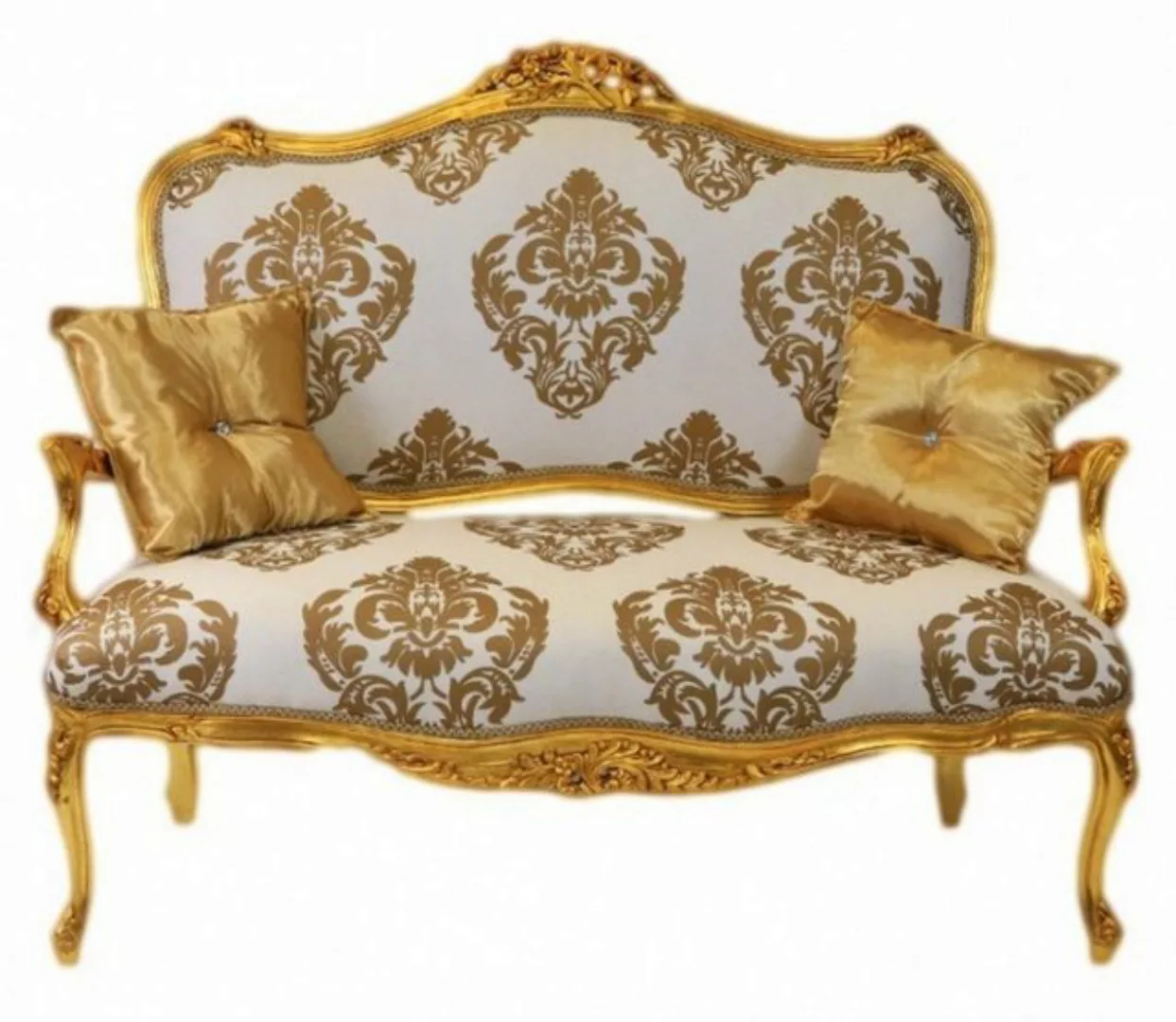 Casa Padrino Sofa Barock Sofa Weiss-Gold Muster / Gold - italienischer Stil günstig online kaufen