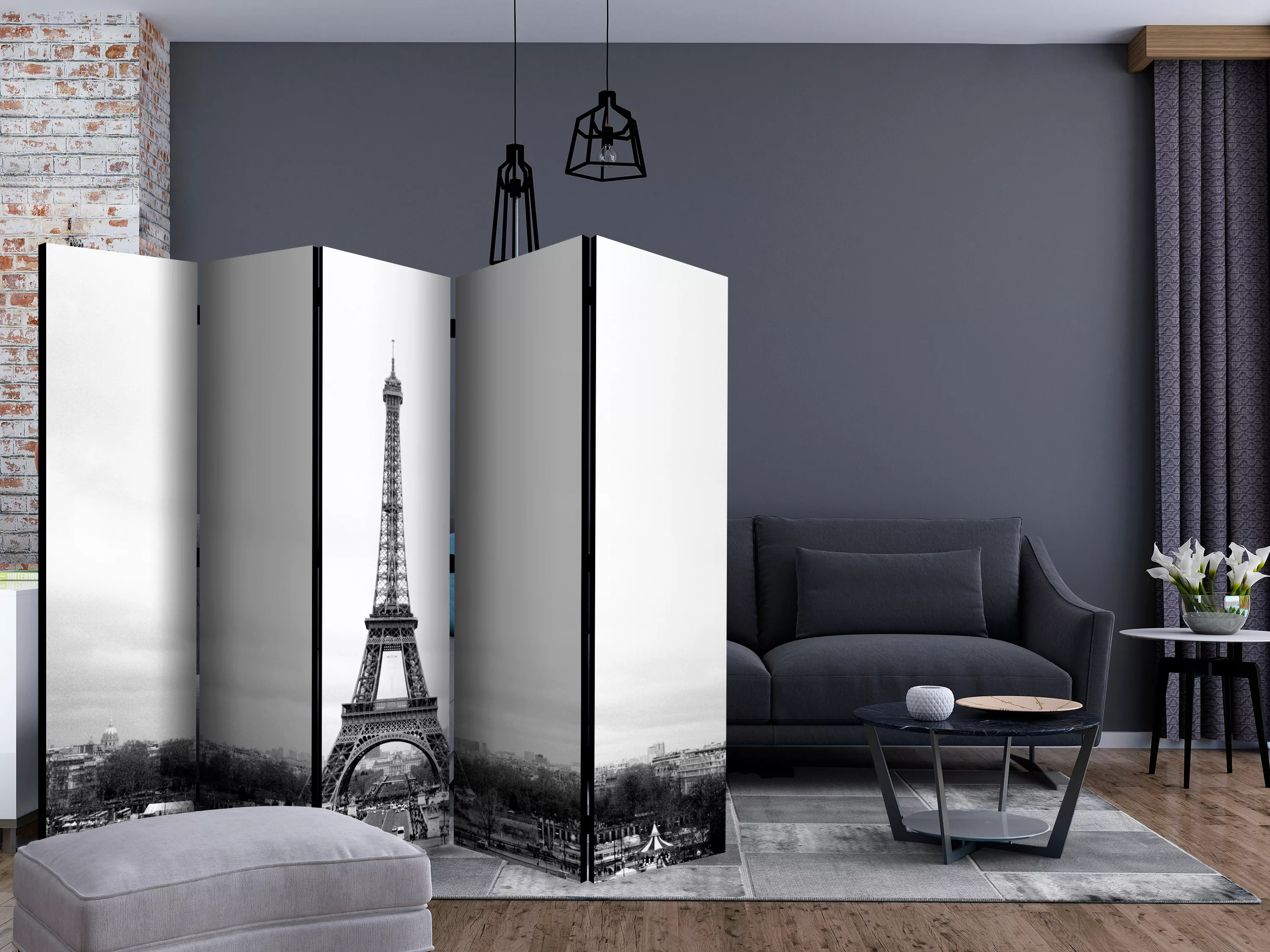 5-teiliges Paravent - Paris: Black And White Photography Ii [room Dividers] günstig online kaufen