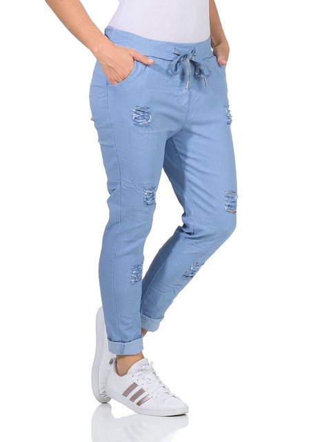 Aurela Damenmode Chinohose Sommerliche Damenhose mit Kordelzug Chino Hose i günstig online kaufen