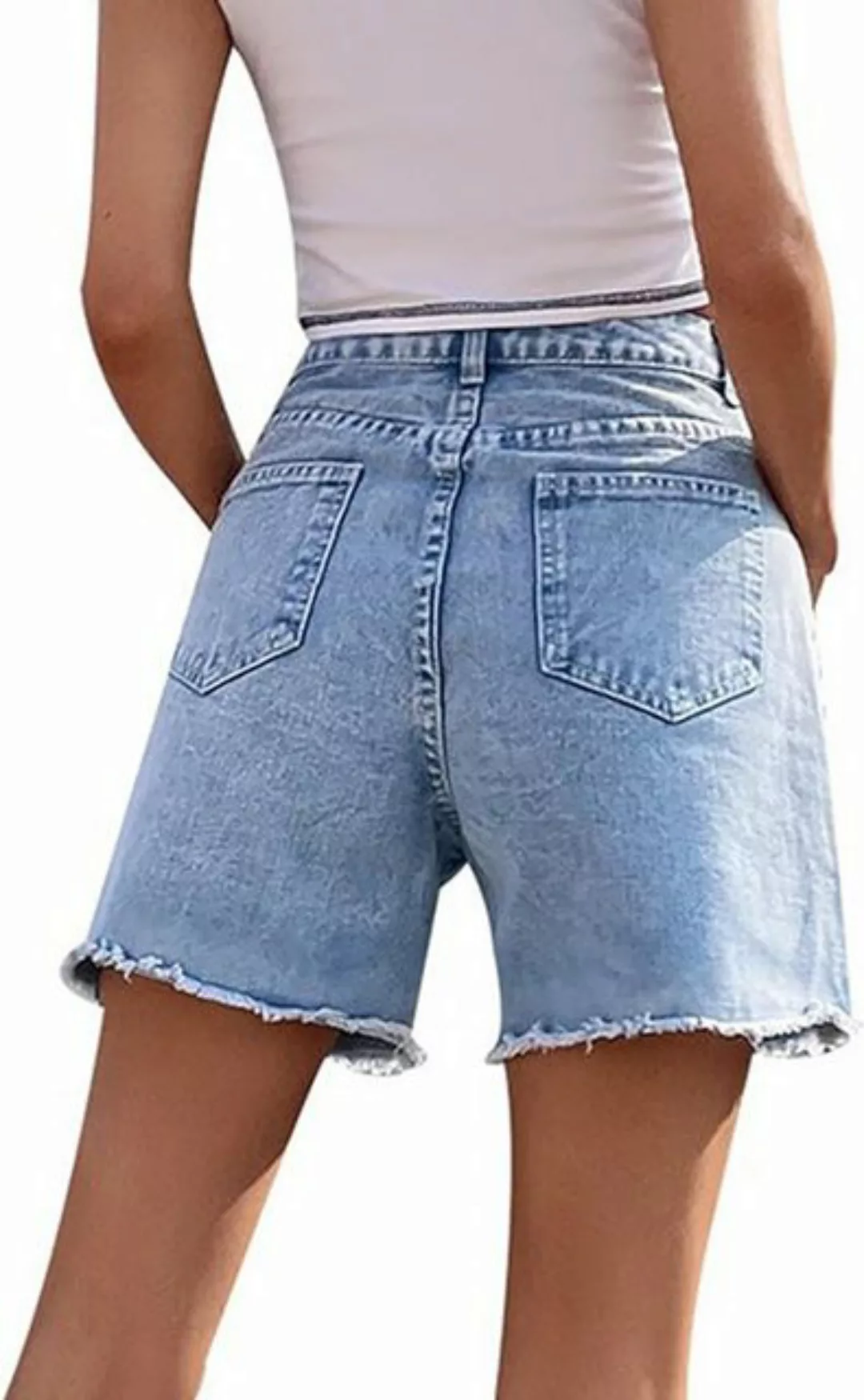 KIKI Relaxshorts Damen Jeans Sommershorts Casual Denim Shorts Mid Rise günstig online kaufen