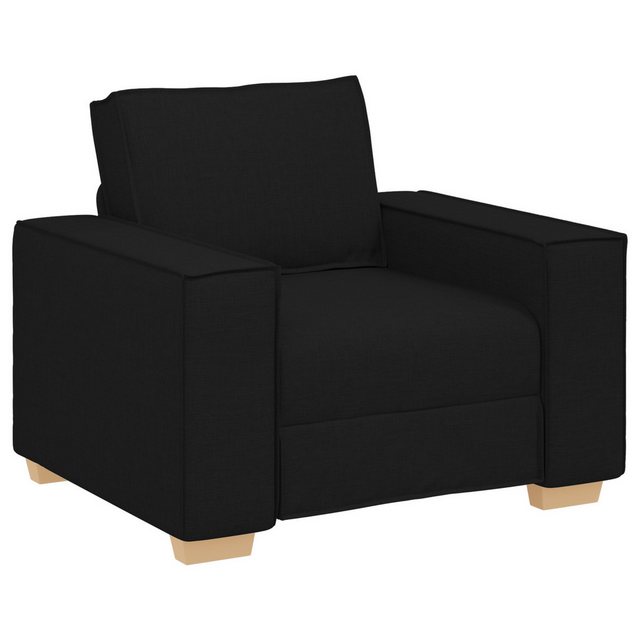 vidaXL Sofa 3-teilige Sofagarnitur mit Kissen aus schwarzem Stoff, 3 Teile günstig online kaufen