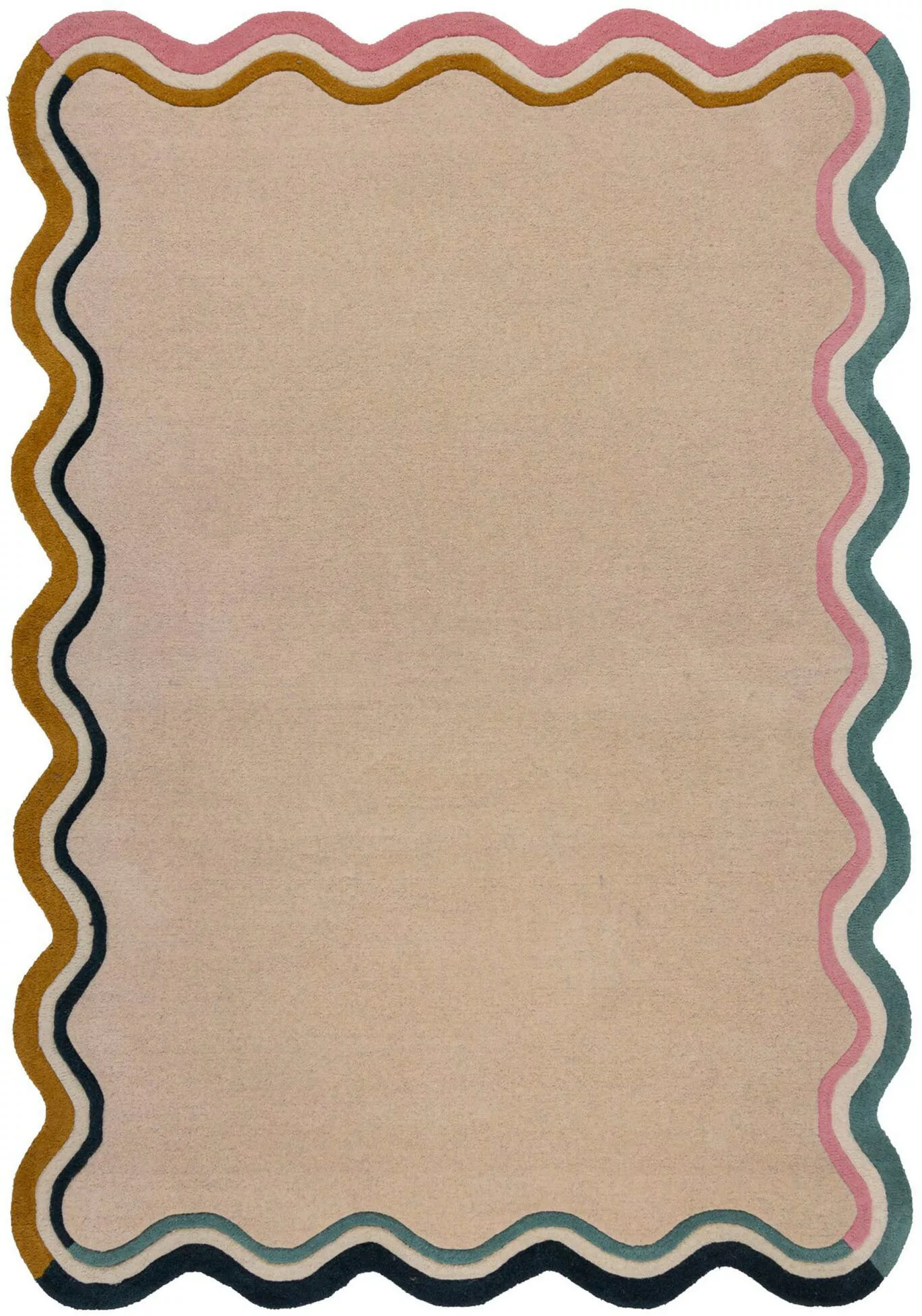 FLAIR RUGS Wollteppich »Leo Scallop«, rechteckig, Woll Border Teppich günstig online kaufen