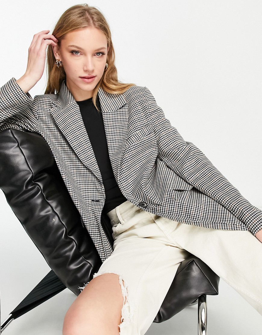 River Island – Blazer in Braun kariert, Kombiteil günstig online kaufen