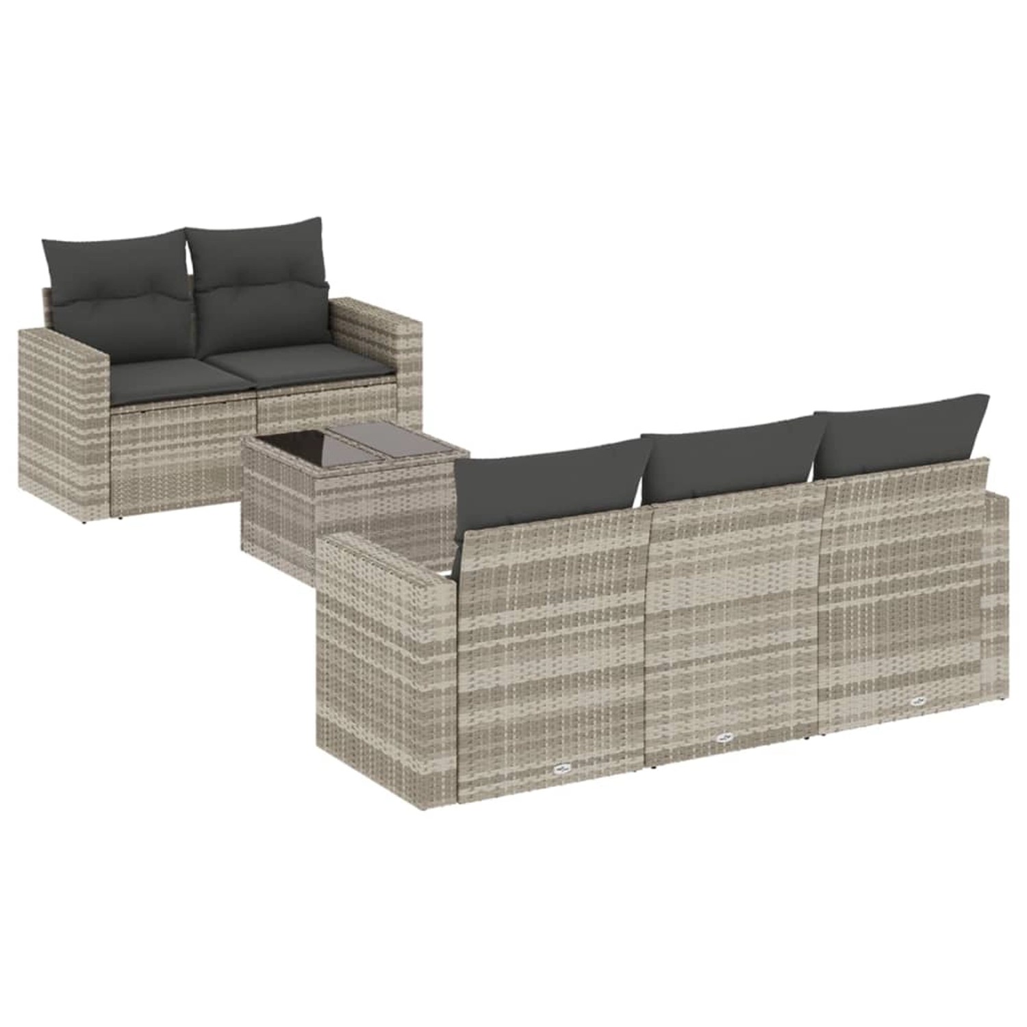 vidaXL 6-tlg Garten-Sofagarnitur mit Kissen Hellgrau Poly Rattan Modell 15 günstig online kaufen