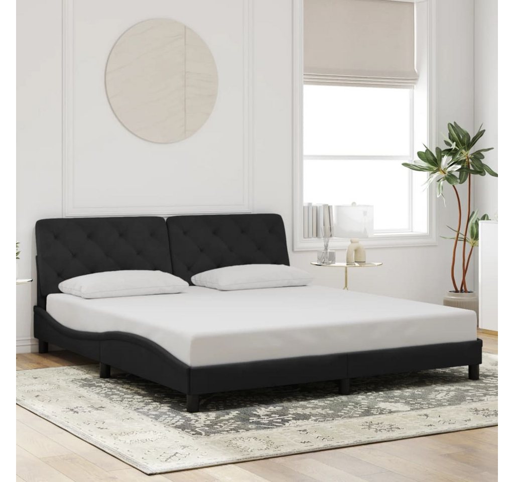 vidaXL Bett Bettgestell mit Kopfteil Schwarz 180x200 cm Samt günstig online kaufen