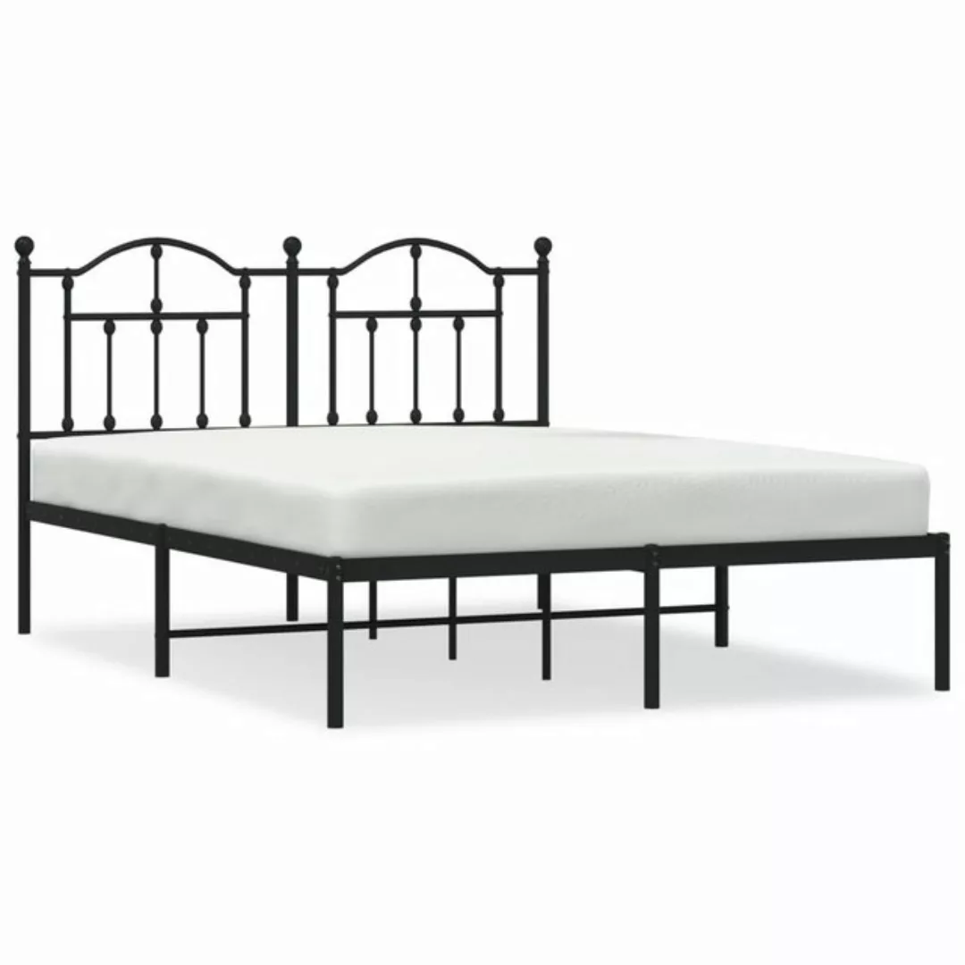 vidaXL Bettgestell Bettrahmen mit Kopfteil Metall Schwarz 140x200 cm Bett B günstig online kaufen