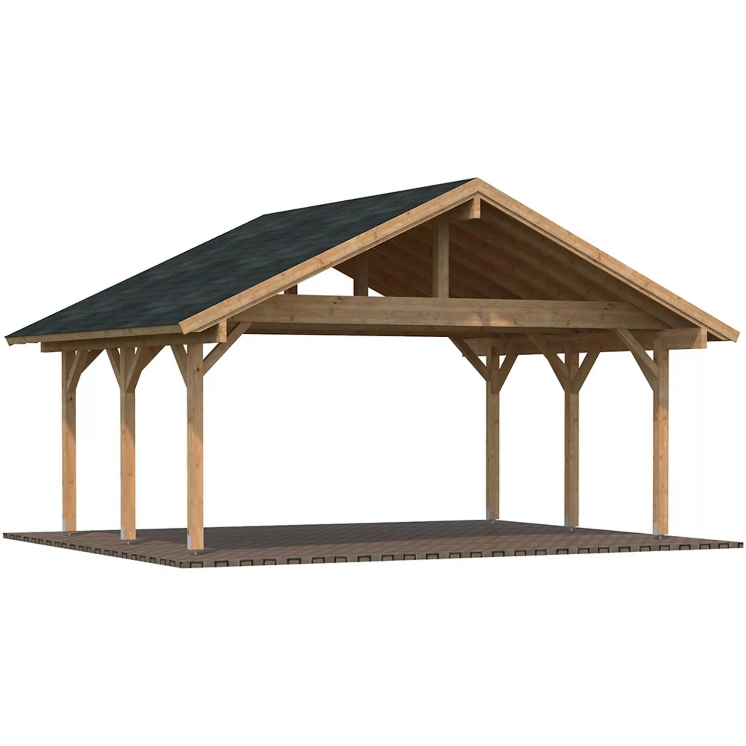 Palmako Doppelcarport Robert Holz Tauchgrundiert Braun 555 cm x 372 cm günstig online kaufen