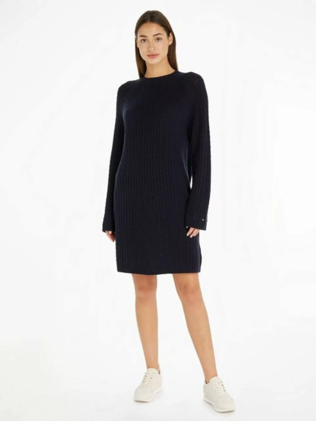 Tommy Hilfiger Strickkleid SOFT WOOL AO CABLE C-NK DRESS aus weichem Zopfst günstig online kaufen