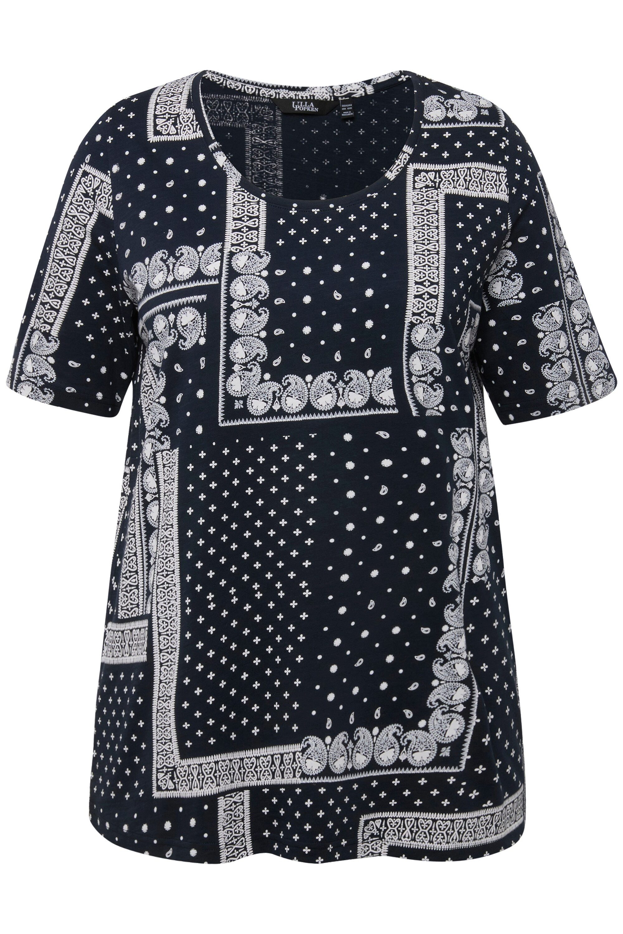 Ulla Popken T-Shirt T-Shirt Patchmuster A-Linie günstig online kaufen