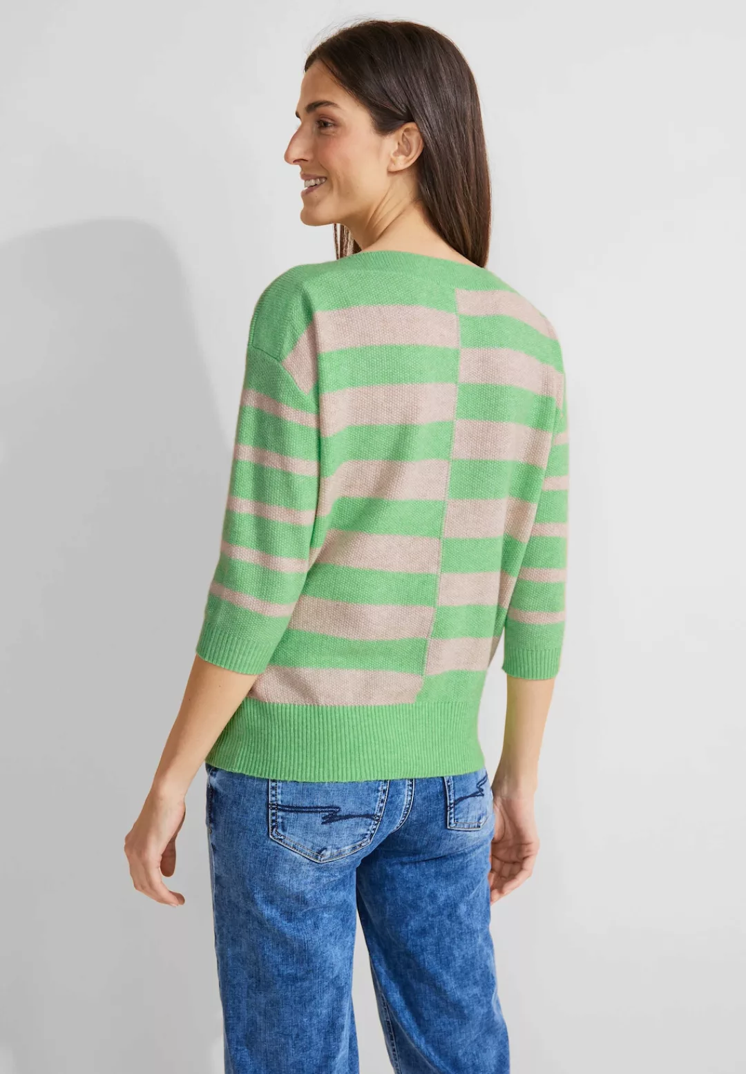 STREET ONE Streifenpullover Striped U-Boat mit 3/4 Arm und U-Boot-Ausschnit günstig online kaufen