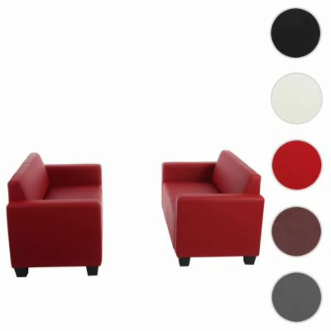 HWC Mendler 2er-Set 2er Sofa rot günstig online kaufen